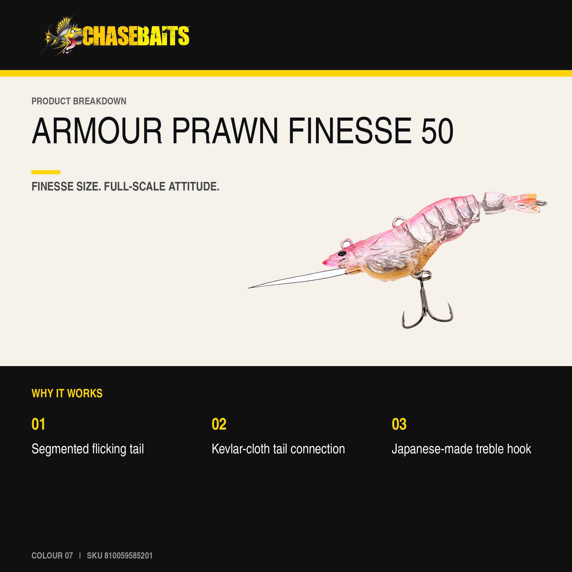 Chasebaits Armour Prawn 50 mm 3.5 grams Finesse Sinking Lure 07 (5201)
