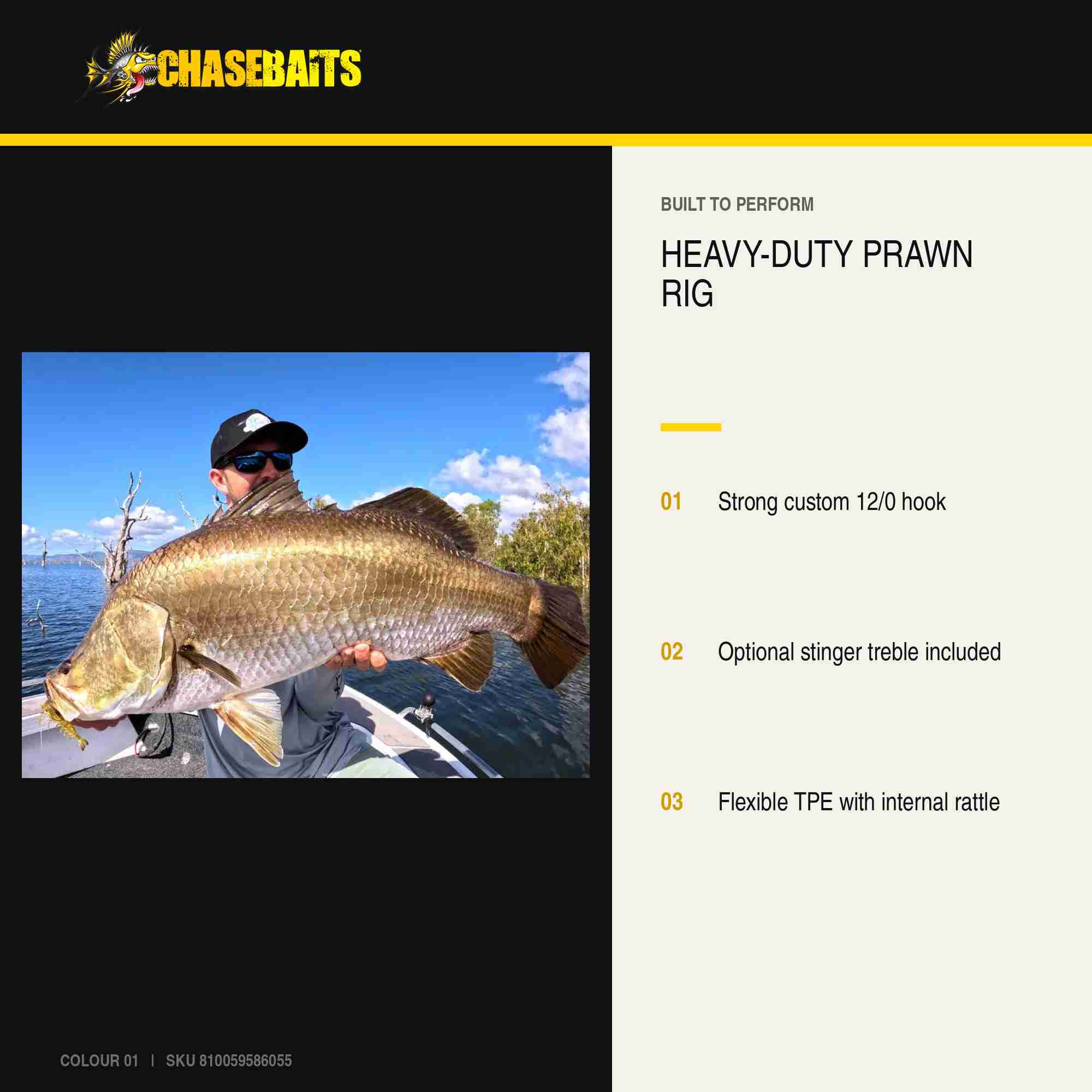 Chasebaits Flick Prawn King 180 mm 49 grams Sinking Lure 01 (6055)