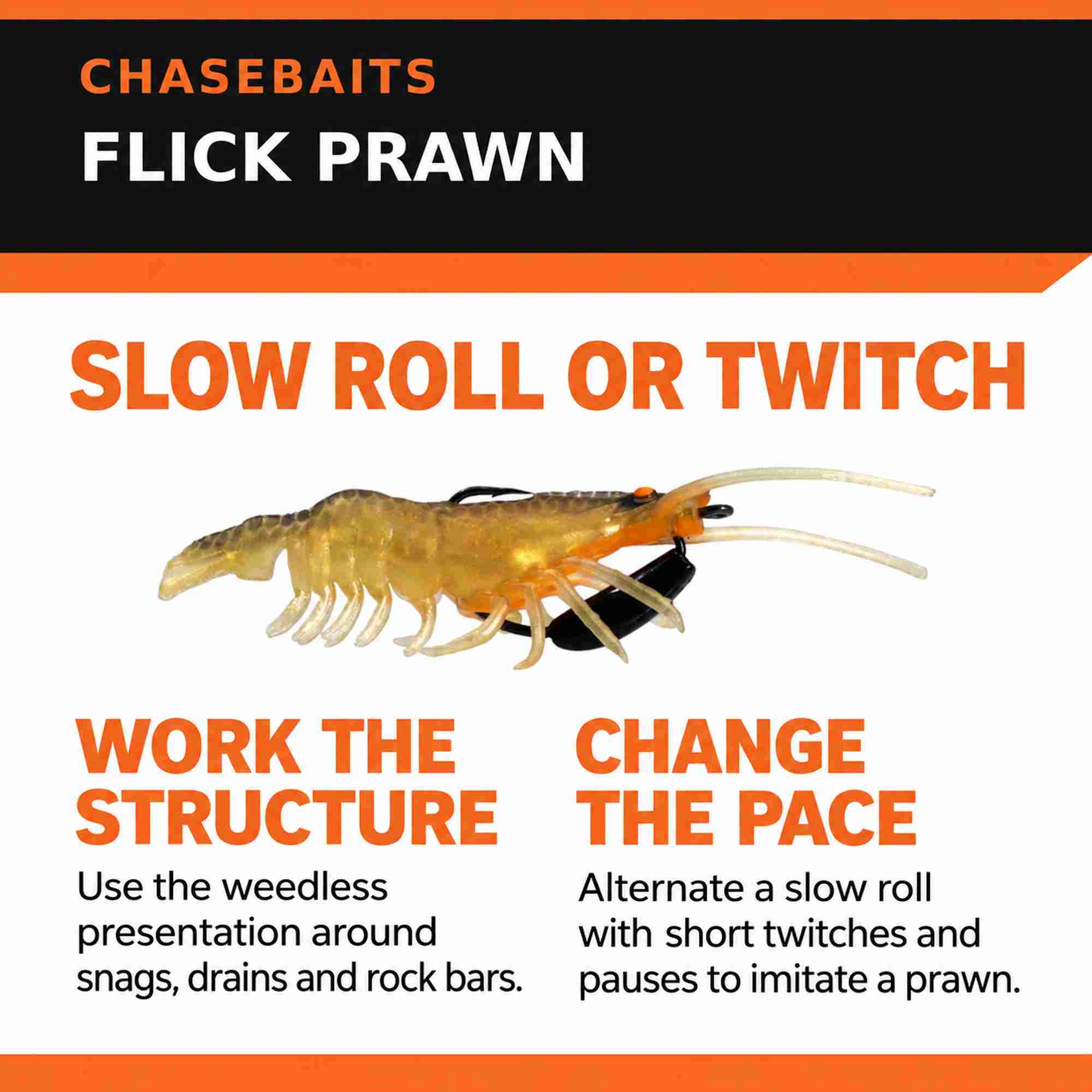 Chasebaits Flick Prawn 65 mm 3.5 grams Sinking Lure 2/pack 10 (7236)