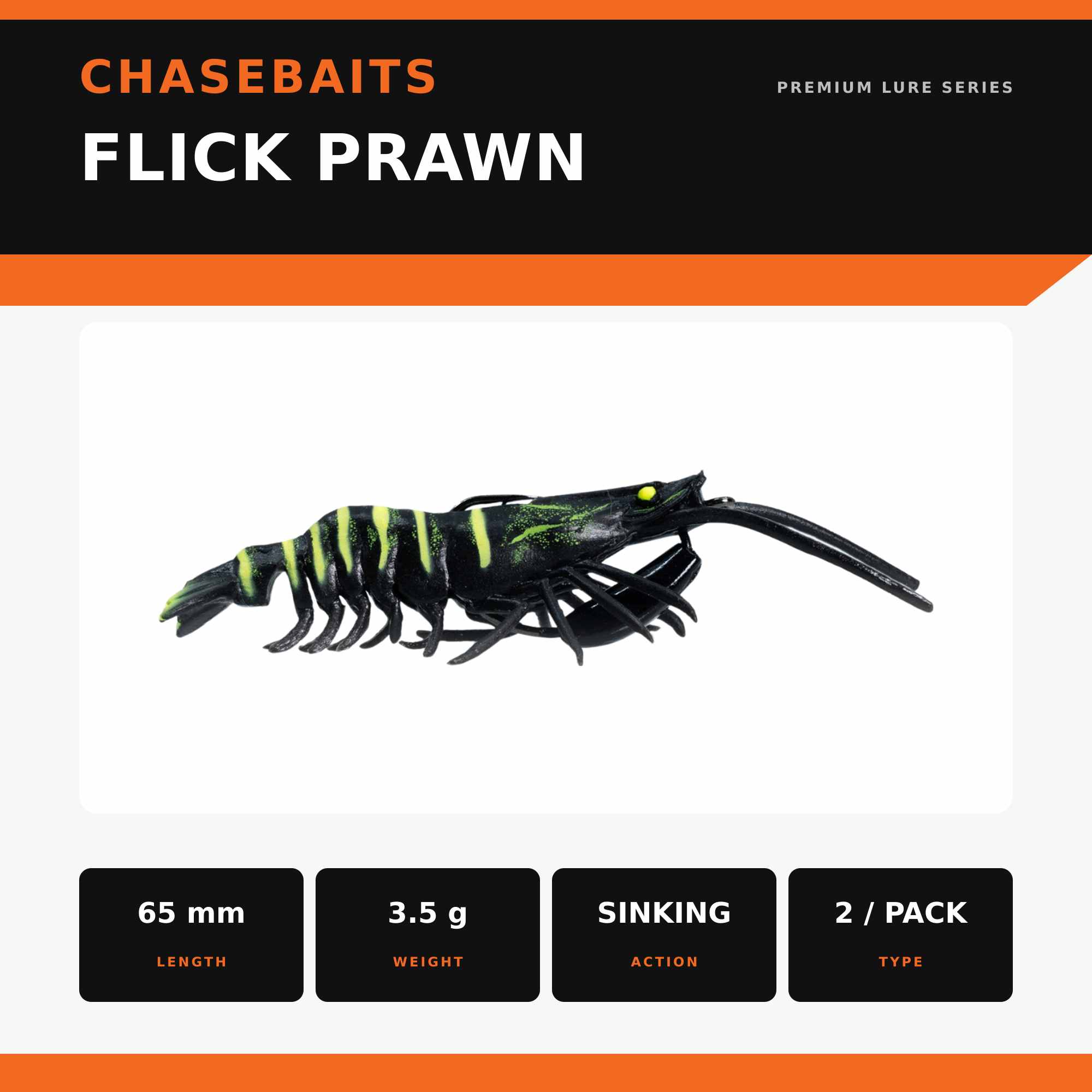 Chasebaits Flick Prawn 65 mm 3.5 grams Sinking Lure 2/pack 11 (7243)