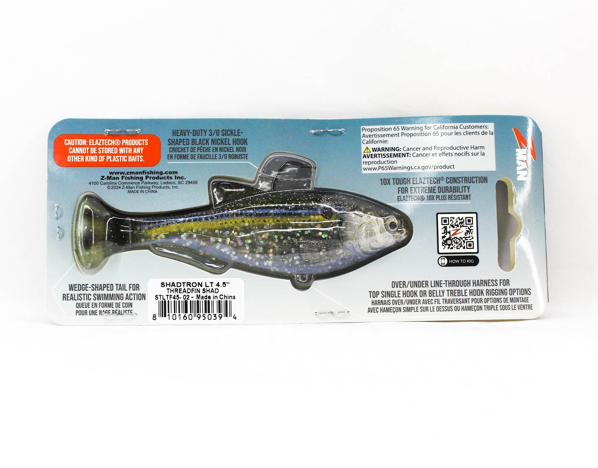 Zman Soft Lure Shadtron LT Swimbait 4.5 Inch Threadfin Shad (0394)