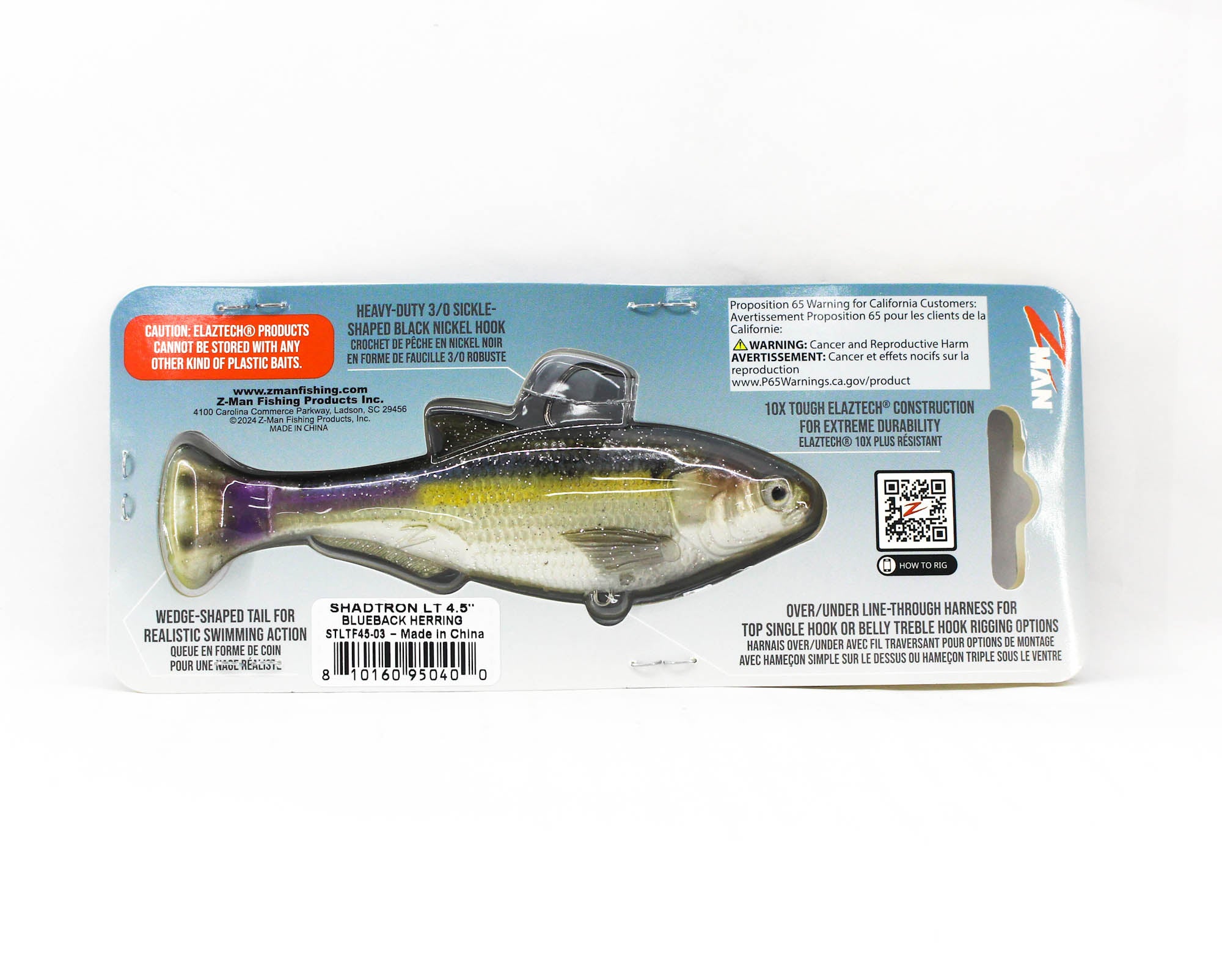 Zman Soft Lure Shadtron LT Swimbait 4.5 Inch Blueback (0400)