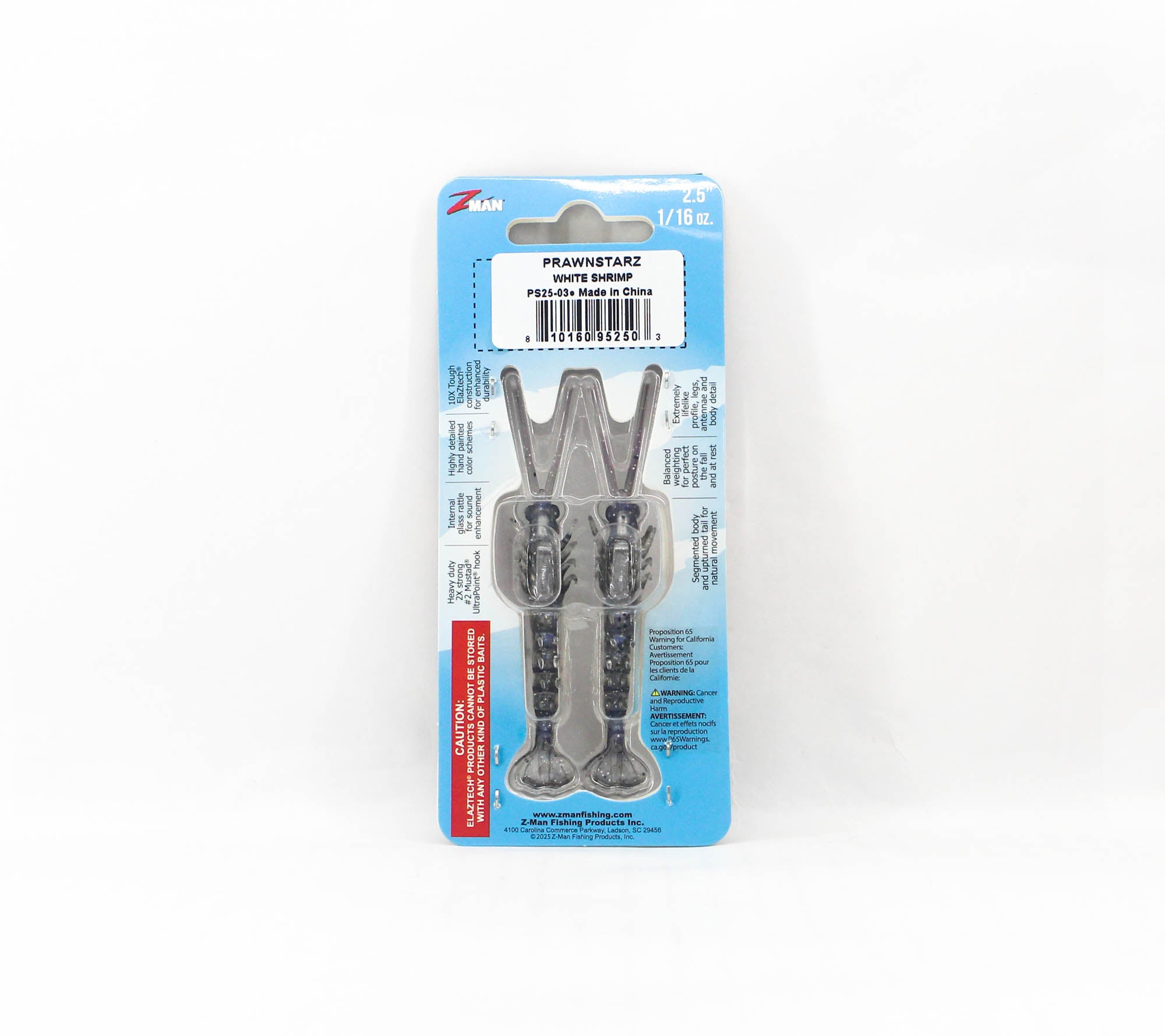 Zman Soft Lure PrawnstarZ 2.5 Inch 2/Pack White Shrimp (2503)