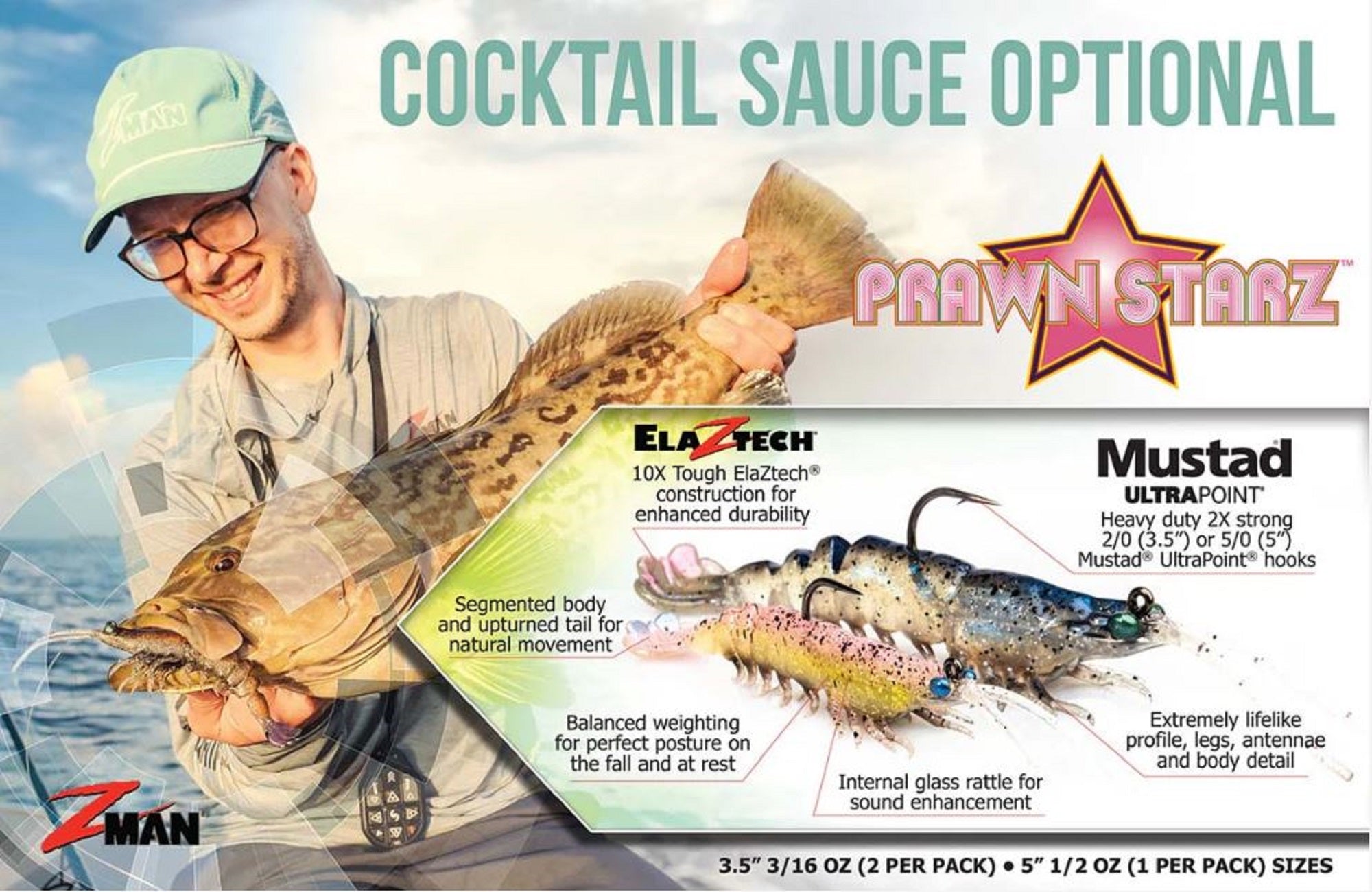 Zman Soft Lure PrawnstarZ 2.5 Inch 2/Pack Fried Chicken (2565)