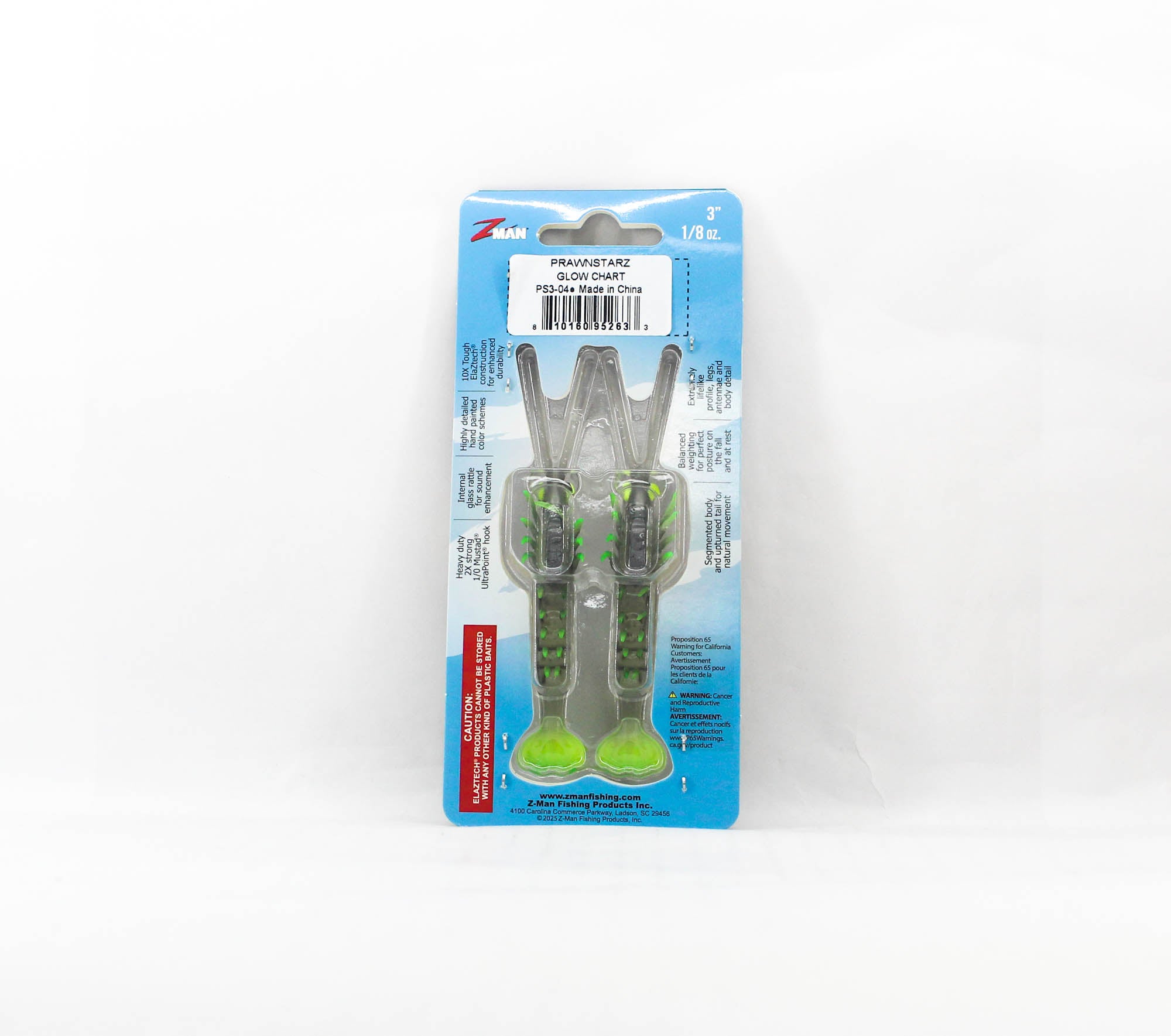 Zman Soft Lure PrawnstarZ 3 Inch 2/Pack Glow Chartreuse (2633)