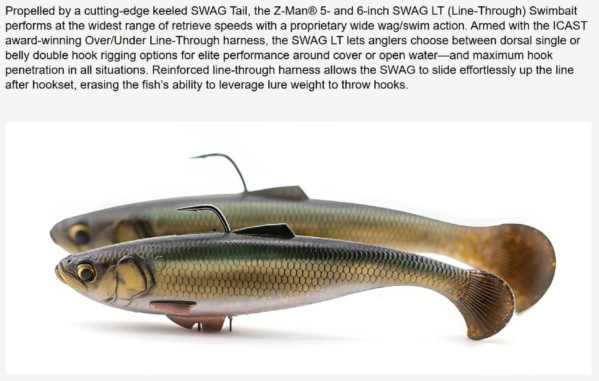 Zman Soft Lure Swag Swimbait LT 5 Inch Albino (4873)