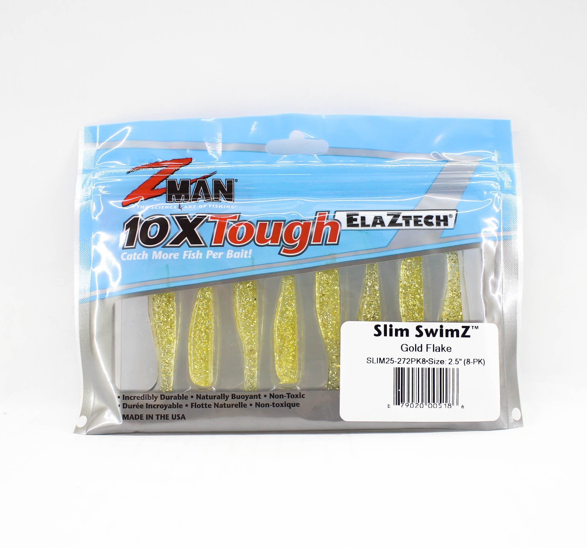 Zman Soft Lure Slim SwimZ 2.5 Inch 8/Pack Gold Flake ( 5186 )