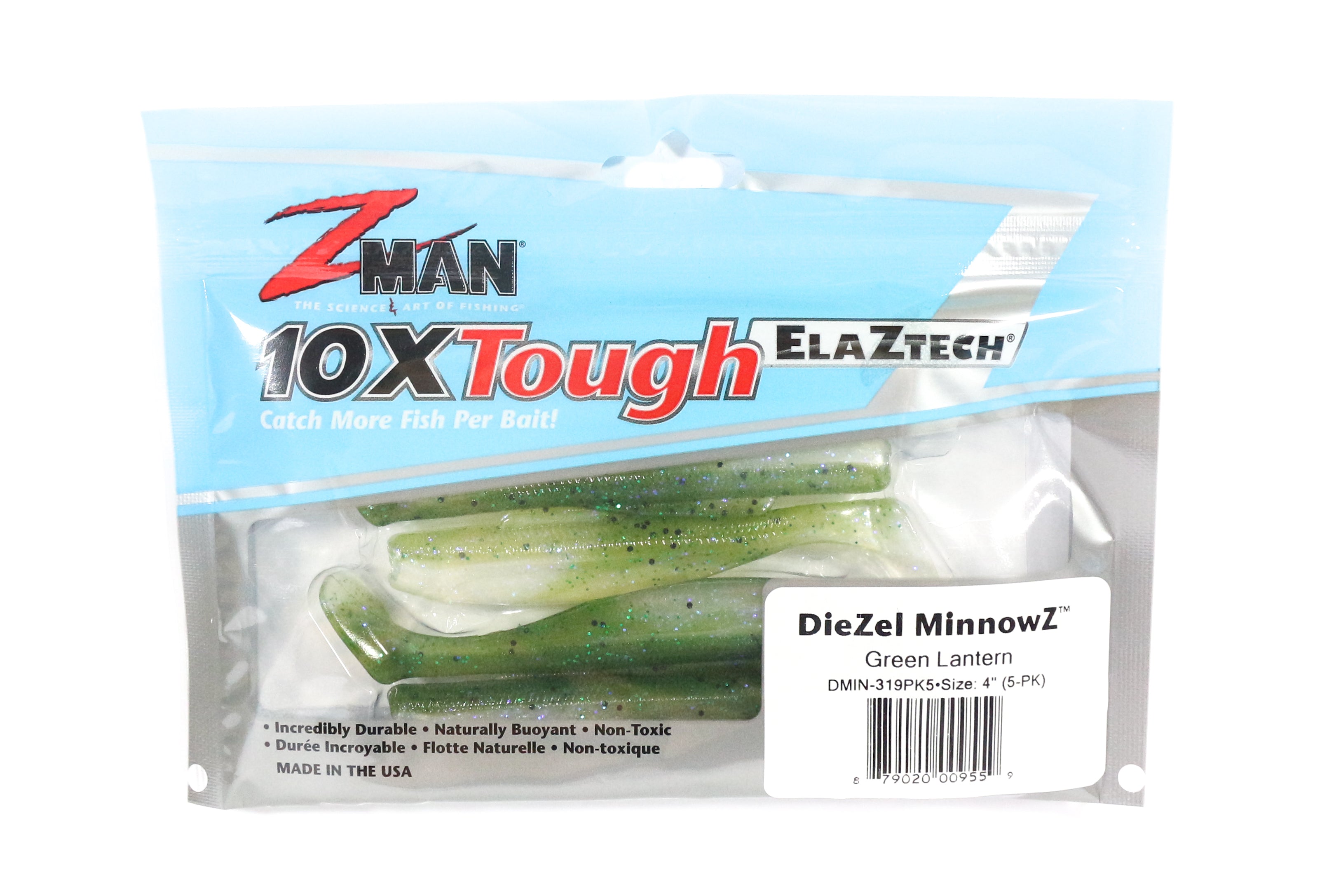 Zman Soft Lure Diezel MinnowZ 4 Inch 5/Pack Green Lantern (9559)