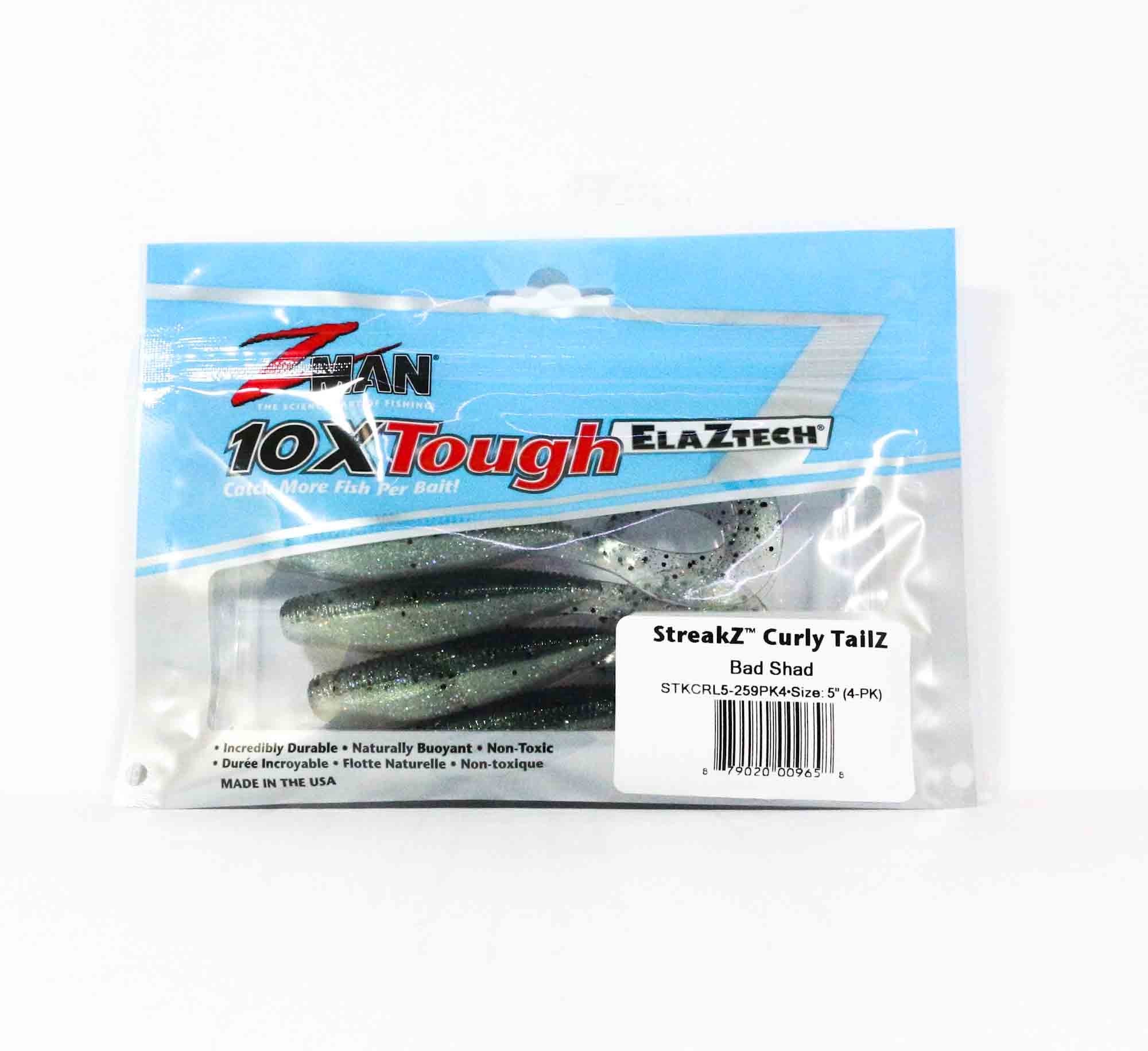 Zman Soft Lure StreakZ Curly TailZ 5 Inch 4/Pack Bad Shad (9658)
