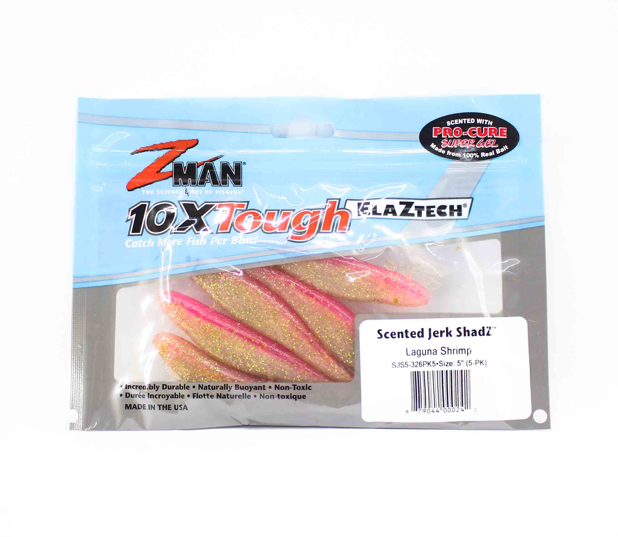 Zman Soft Lure Jerk ShadZ Scented 5 Inch 5/Pack Laguna Shrimp (0242)