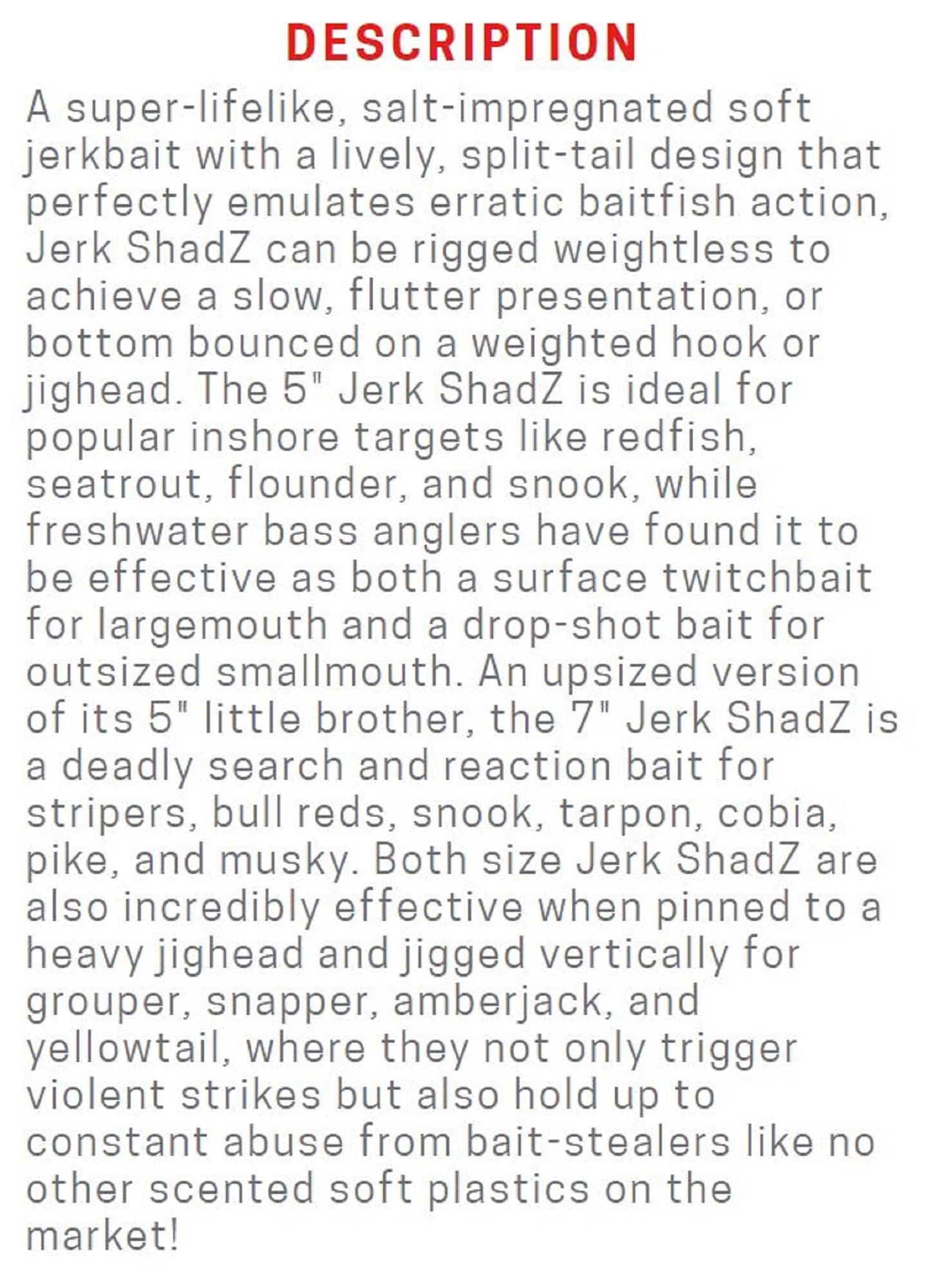 Zman Soft Lure Jerk ShadZ Scented 5 Inch 5/Pack Laguna Shrimp (0242)