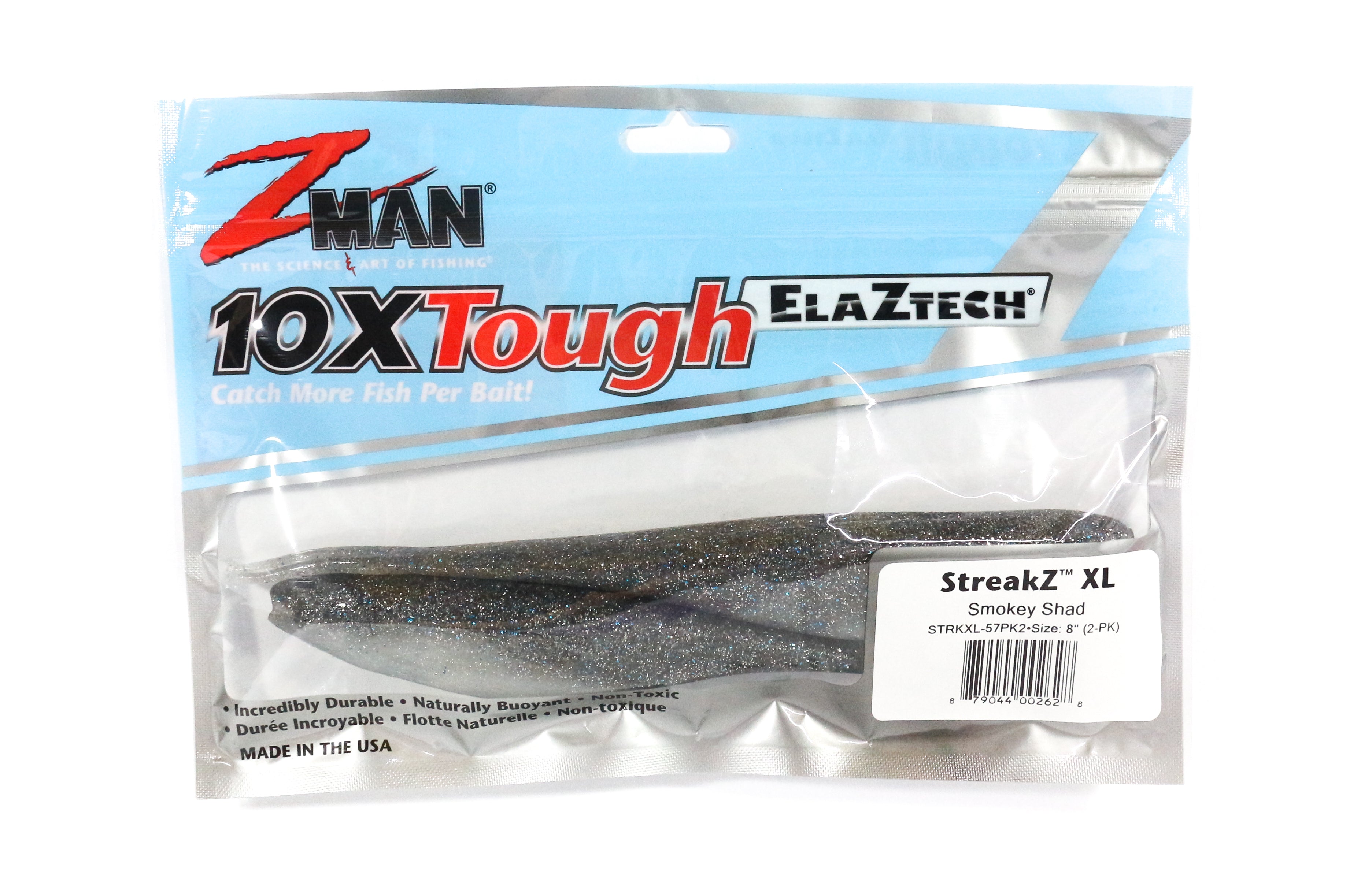 Zman Soft Lure StreakZ XL 8 Inch 2/Pack Smoky Shad (2628)