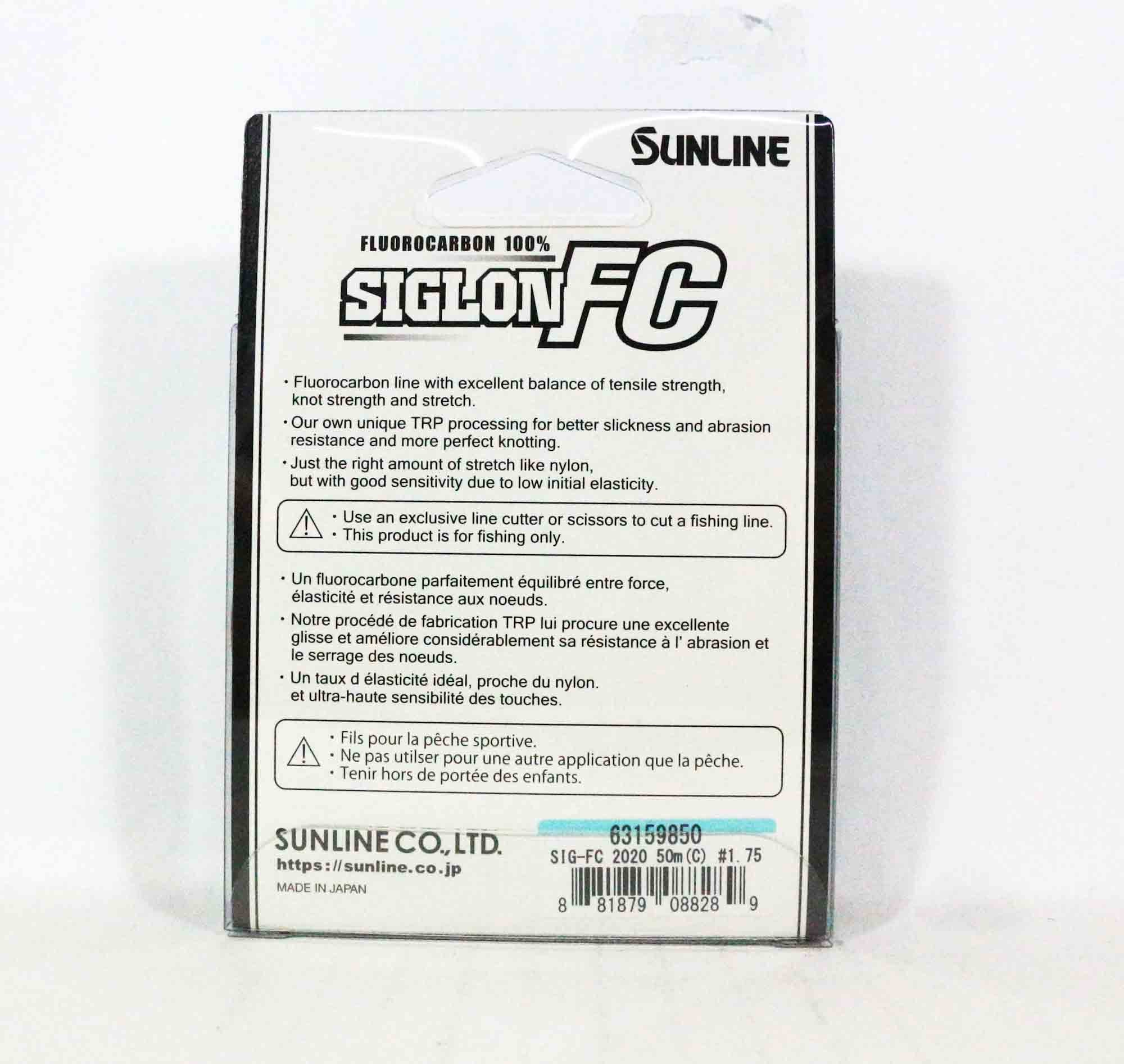 Sunline Fluorocarbon Leader Siglon FC 100% 50m 9lb Diameter 0.245mm (8289)