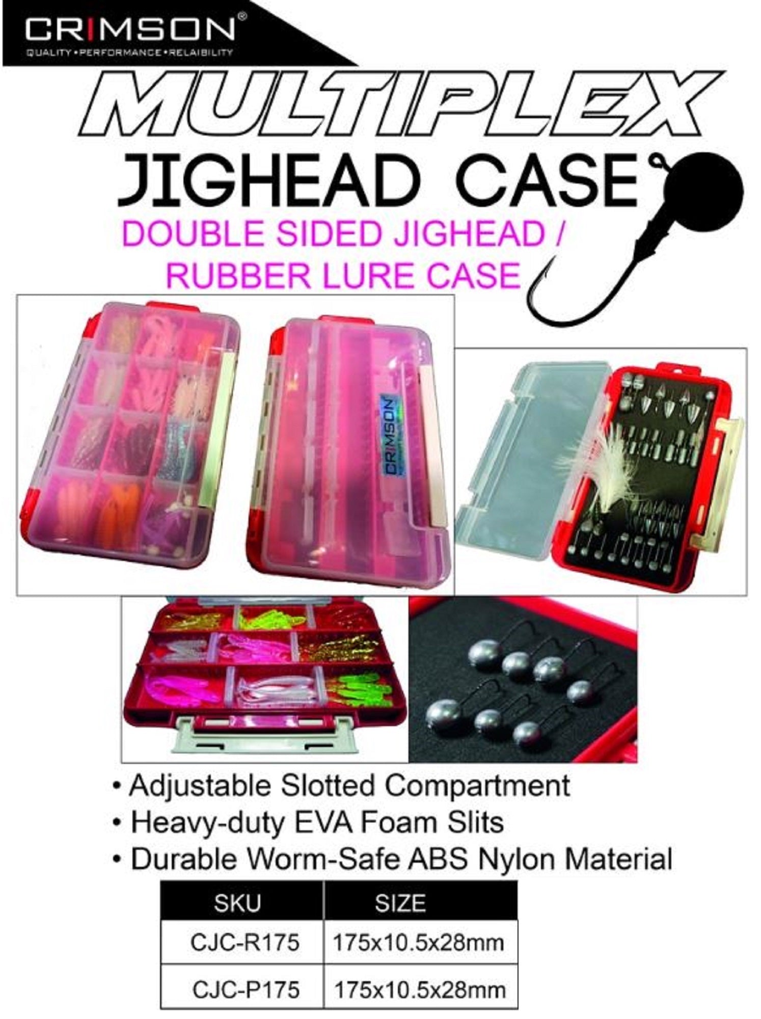 Crimson CJC-R175 Jig Head Case Box 175 x 105 x 28mm Red (2938)