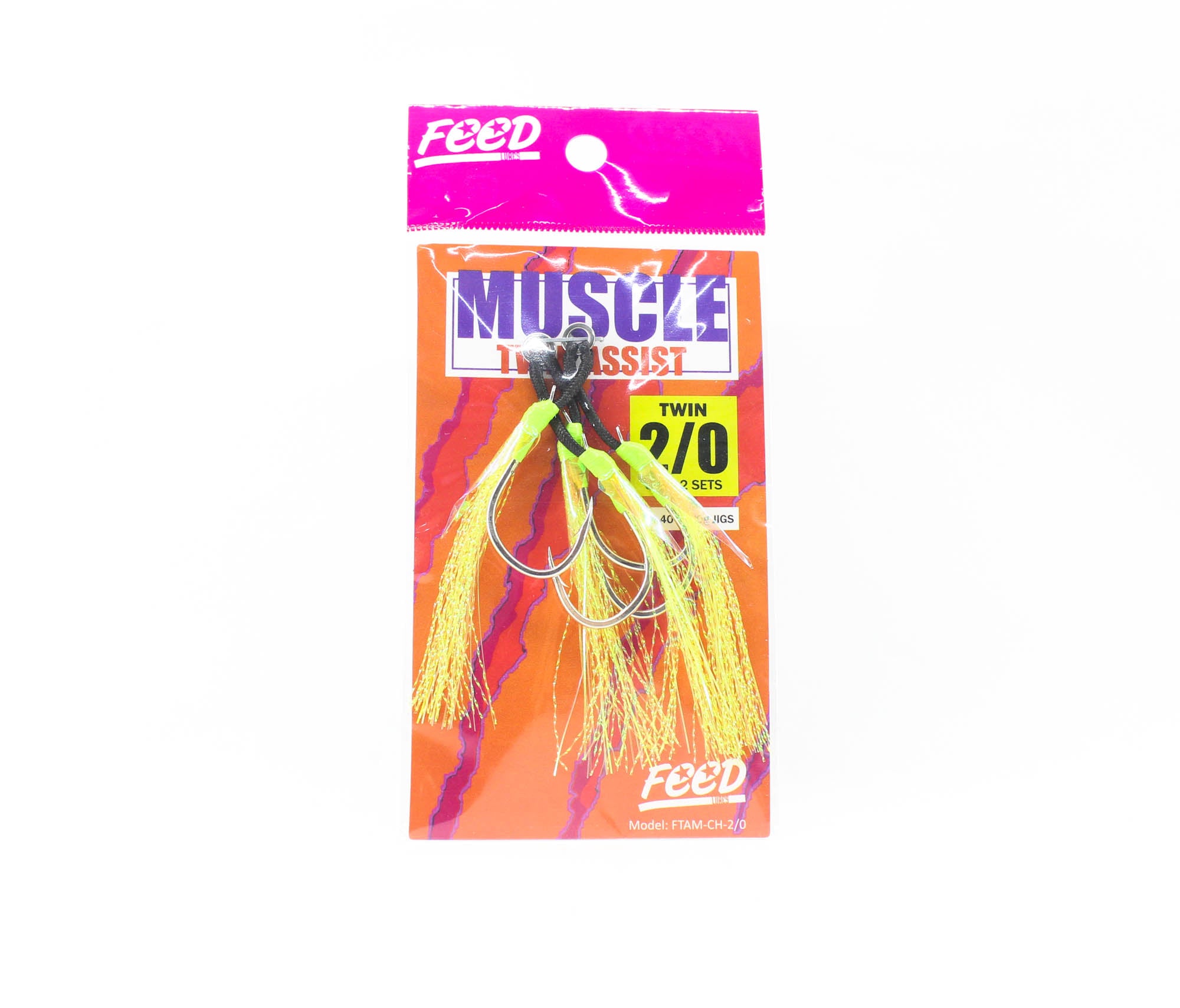 Feed FTAM-CH 2/0 Muscle Twin Assist Hooks Size 2/0 2 set (4703)