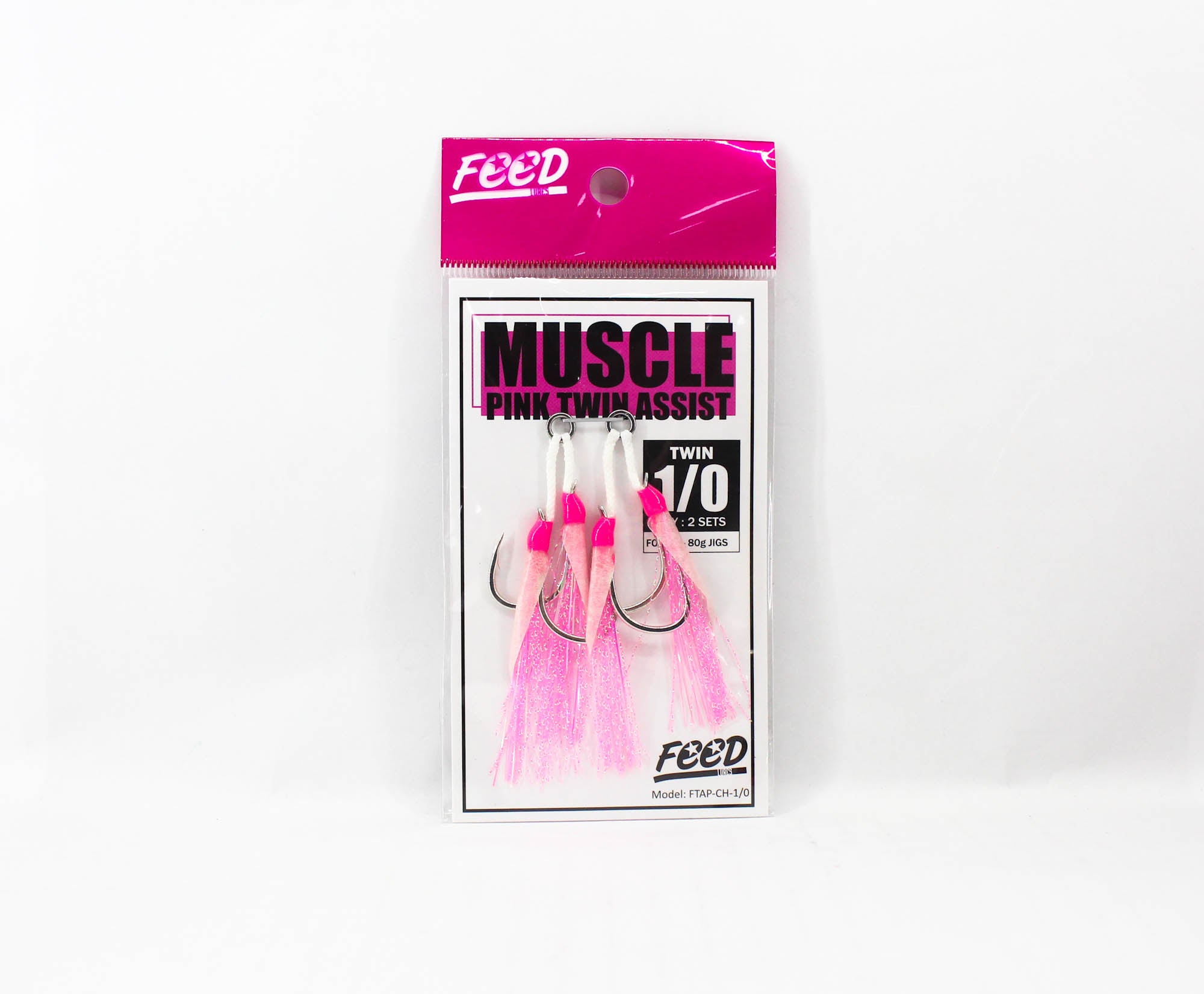Feed FTAP-CH 1/0 Muscle Pink Twin Assist Hooks Size 1/0 2 set (4840)