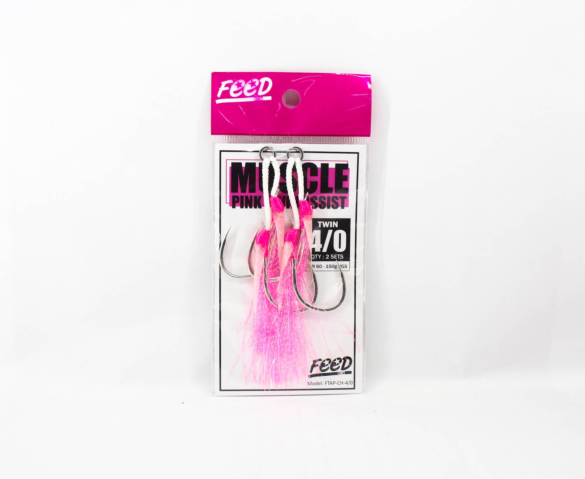 Feed FTAP-CH 4/0 Muscle Pink Twin Assist Hooks Size 4/0 2 set (4857)
