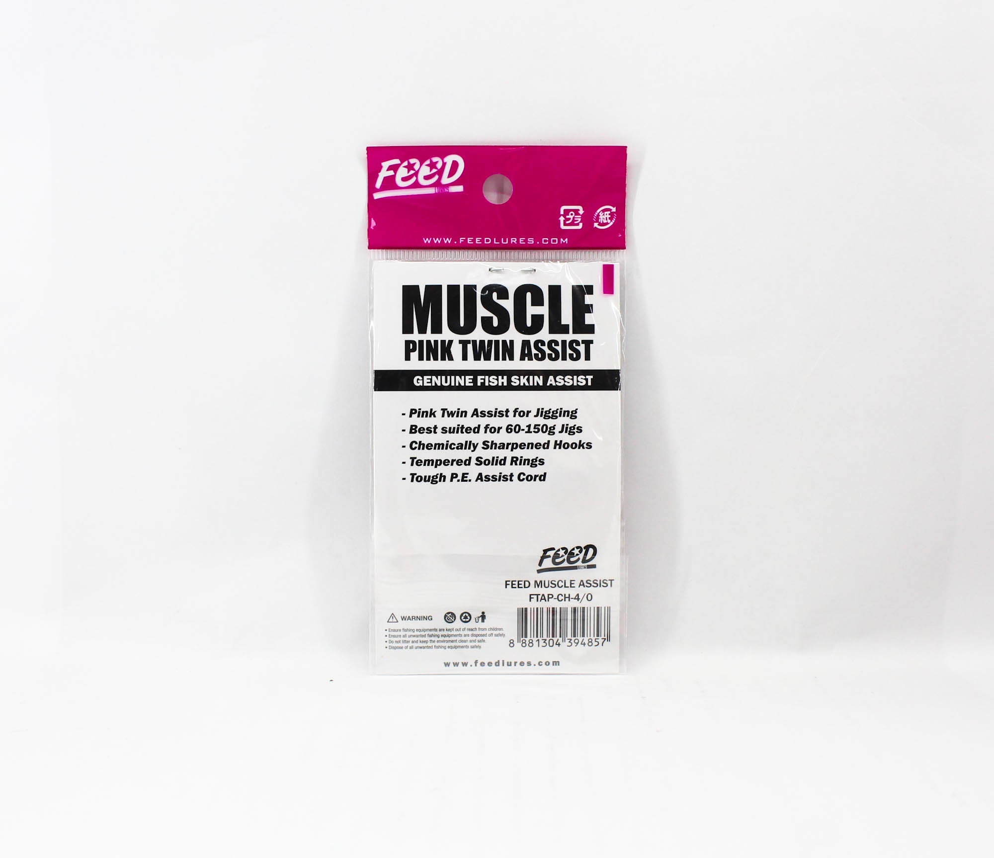Feed FTAP-CH 4/0 Muscle Pink Twin Assist Hooks Size 4/0 2 set (4857)