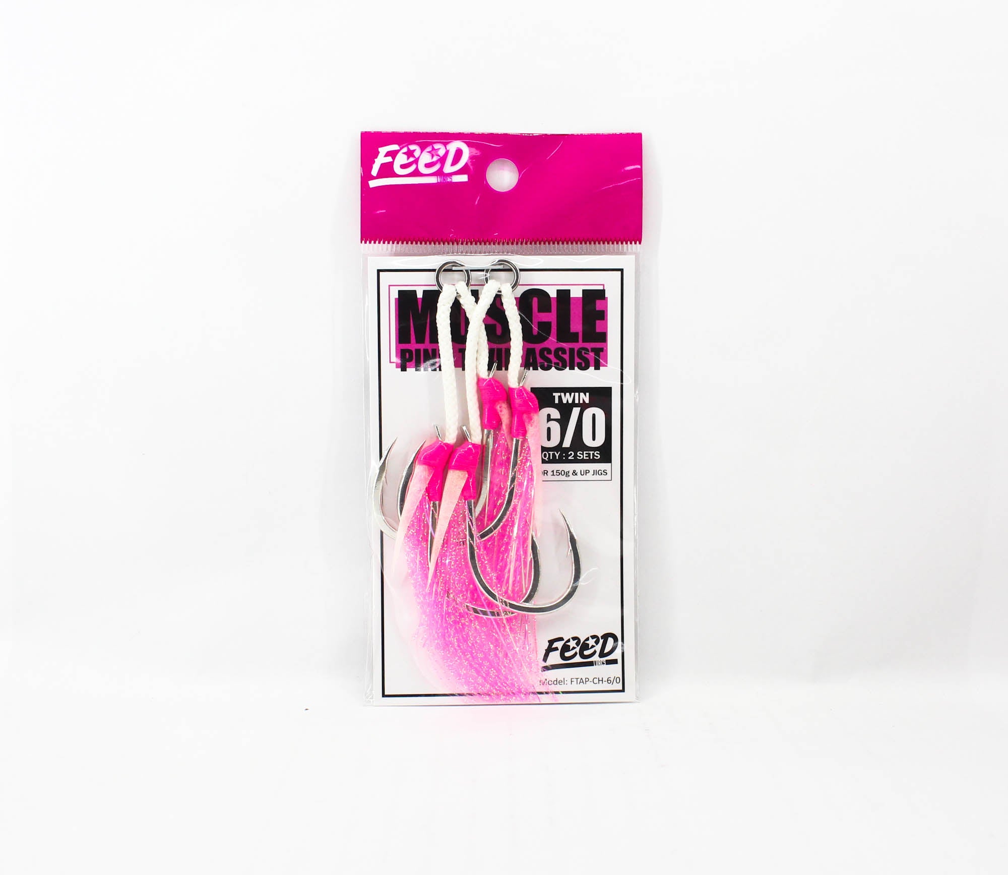 Feed FTAP-CH 6/0 Muscle Pink Twin Assist Hooks Size 6/0 2 set (4864)