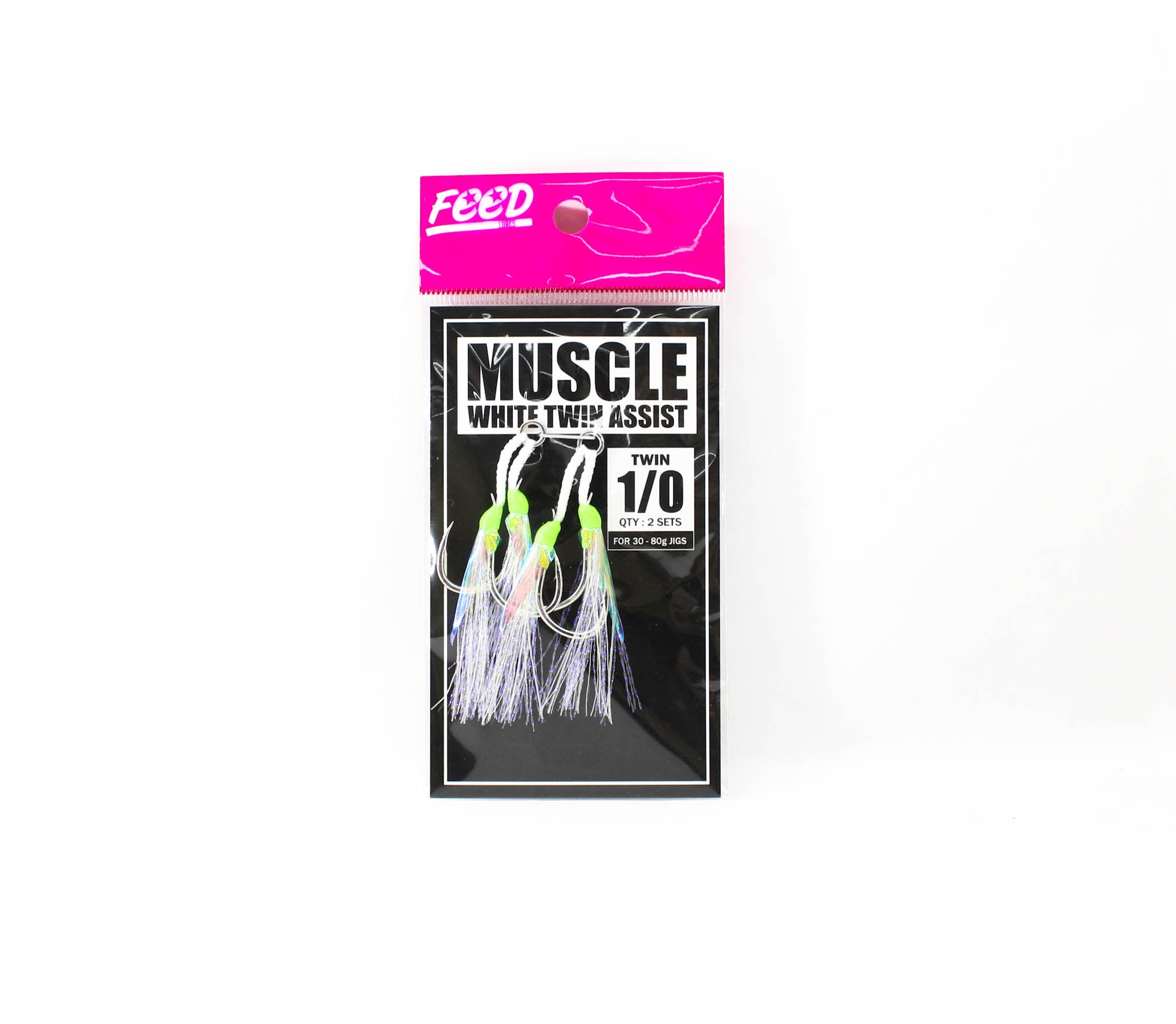 Feed FTAW-CH 1/0 Muscle White Twin Assist Hooks Size 1/0 2 set (5823)