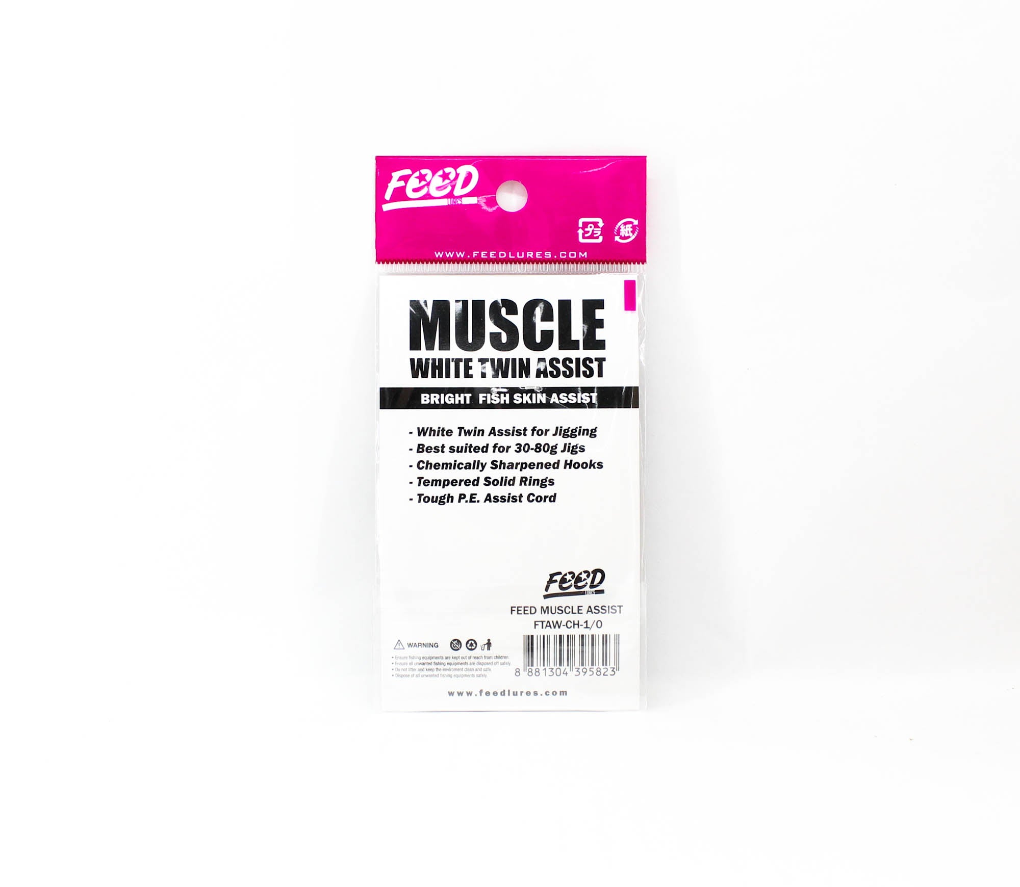 Feed FTAW-CH 1/0 Muscle White Twin Assist Hooks Size 1/0 2 set (5823)