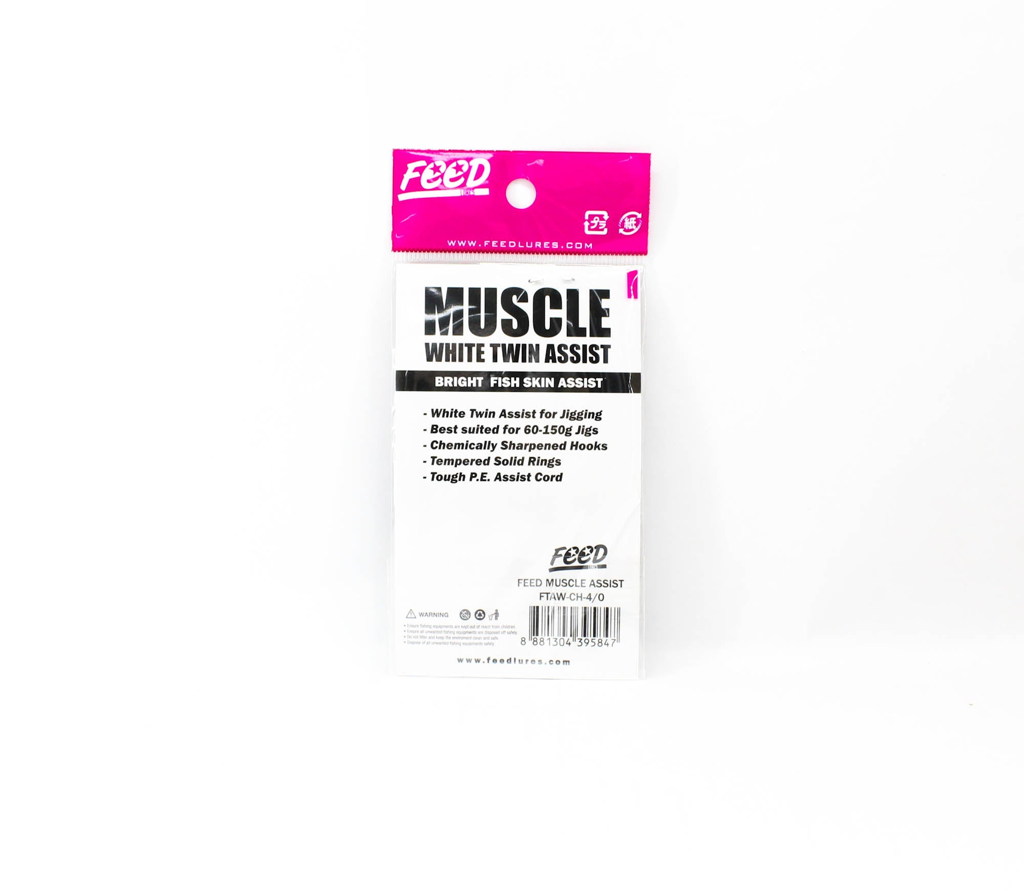 Feed FTAW-CH 4/0 Muscle White Twin Assist Hooks Size 4/0 2 set (5847)