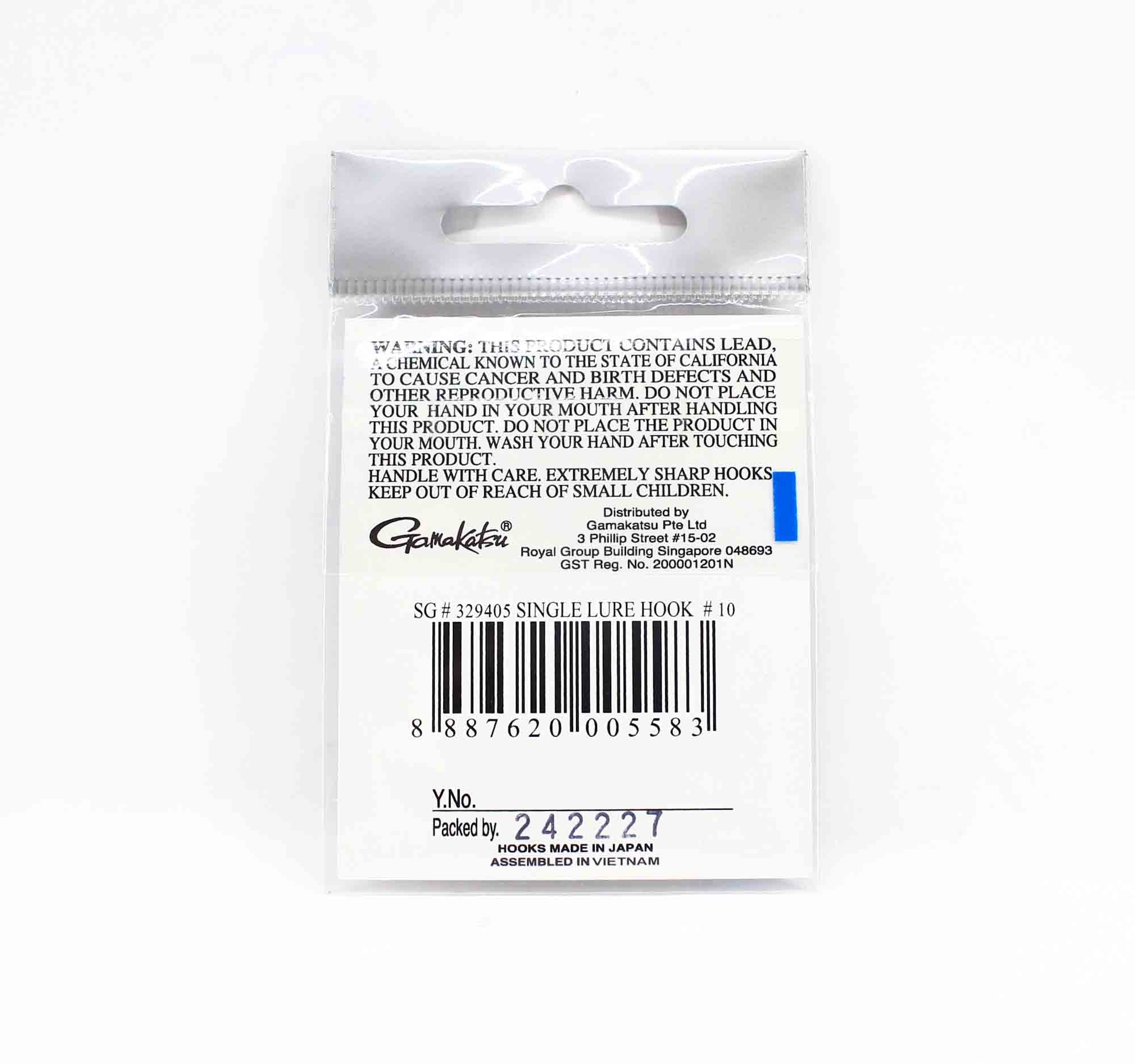 Gamakatsu Single Lure Hook Size 10 ,10 Per pack (5583)