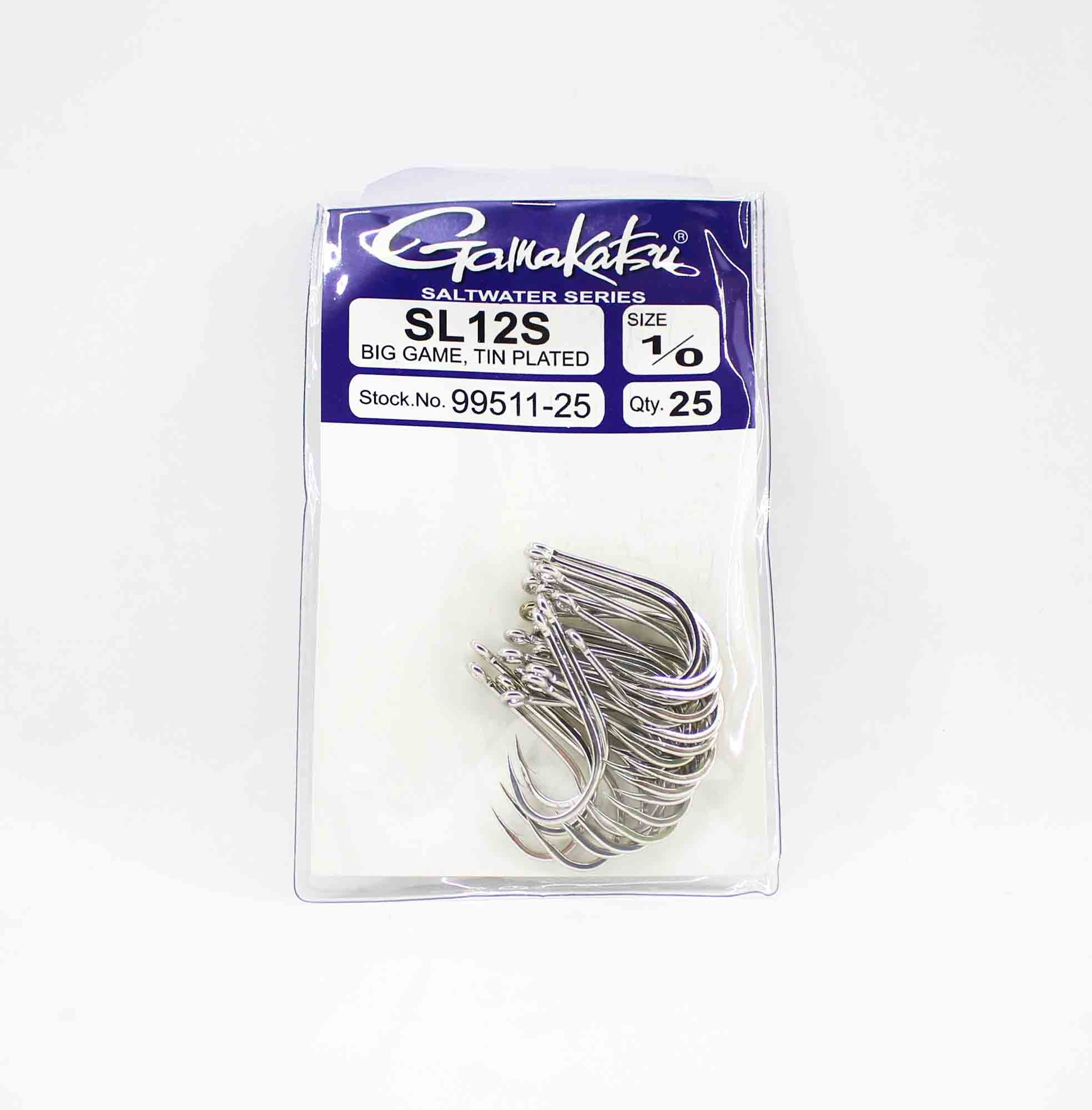 Gamakatsu SL12S Big Game Tin Plated Hook Size 1/0 , 25 Per pack (6818)