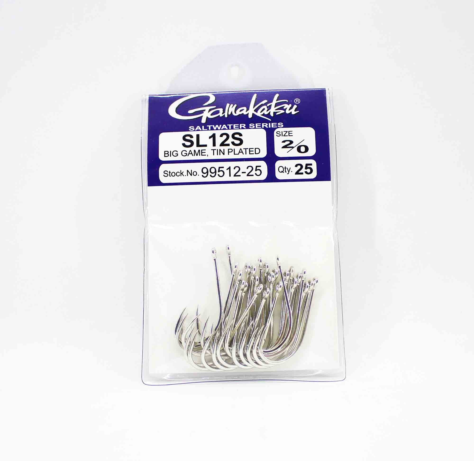 Gamakatsu SL12S Big Game Tin Plated Hook Size 2/0 , 25 Per pack (6832)