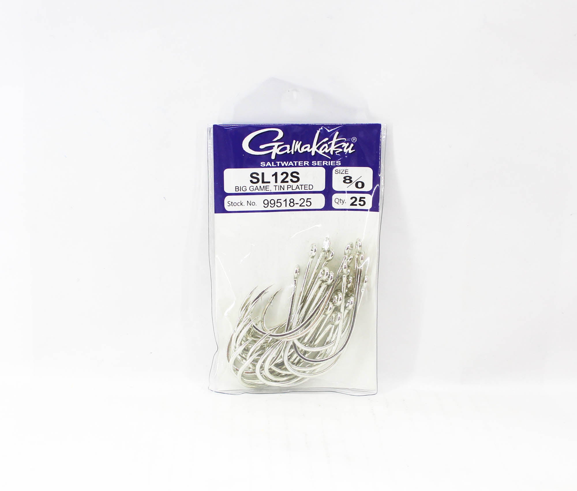 Gamakatsu SL12S Big Game Tin Plated Hook Size 8/0 ,25 Per pack (6894)
