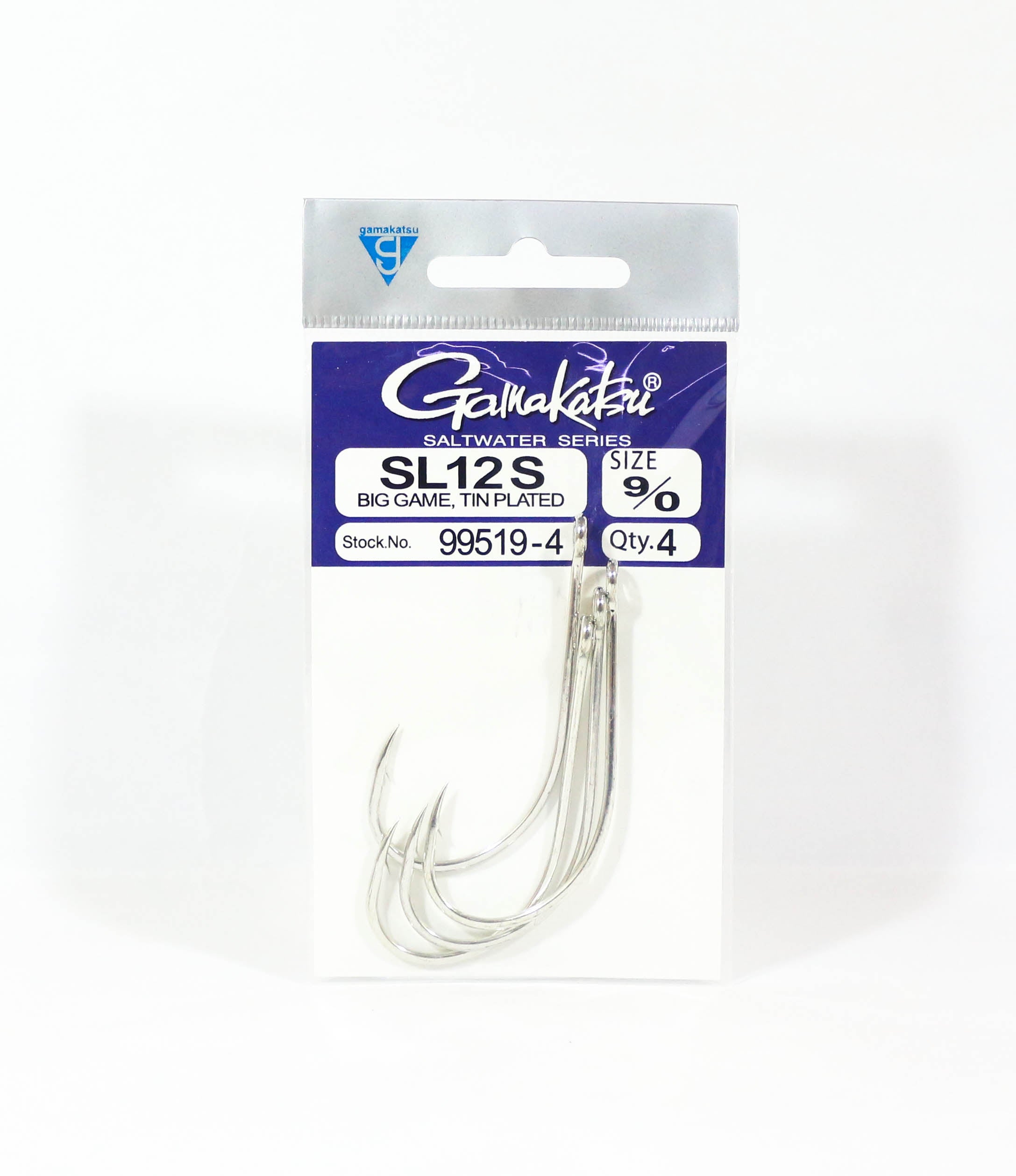 Gamakatsu SL12S Big Game Tin Plated Hook Size 9/0 ,4 Per pack (6900)