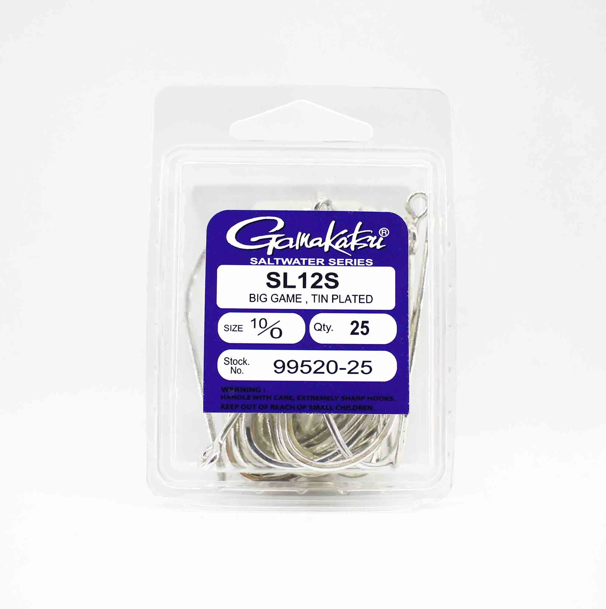 Gamakatsu SL12S Big Game Tin Plated Hook Size 10/0 , 25 Per pack (6917)