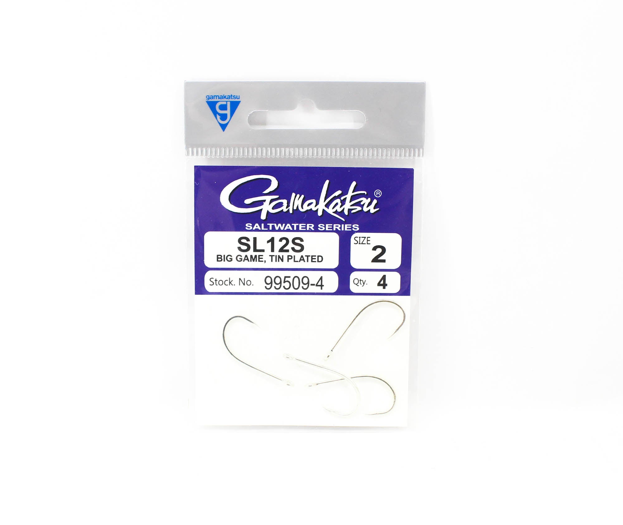 Gamakatsu 99509-4 SL12S Big Game Tin Plated Hook Size 2 , 4 Per pack (1454)