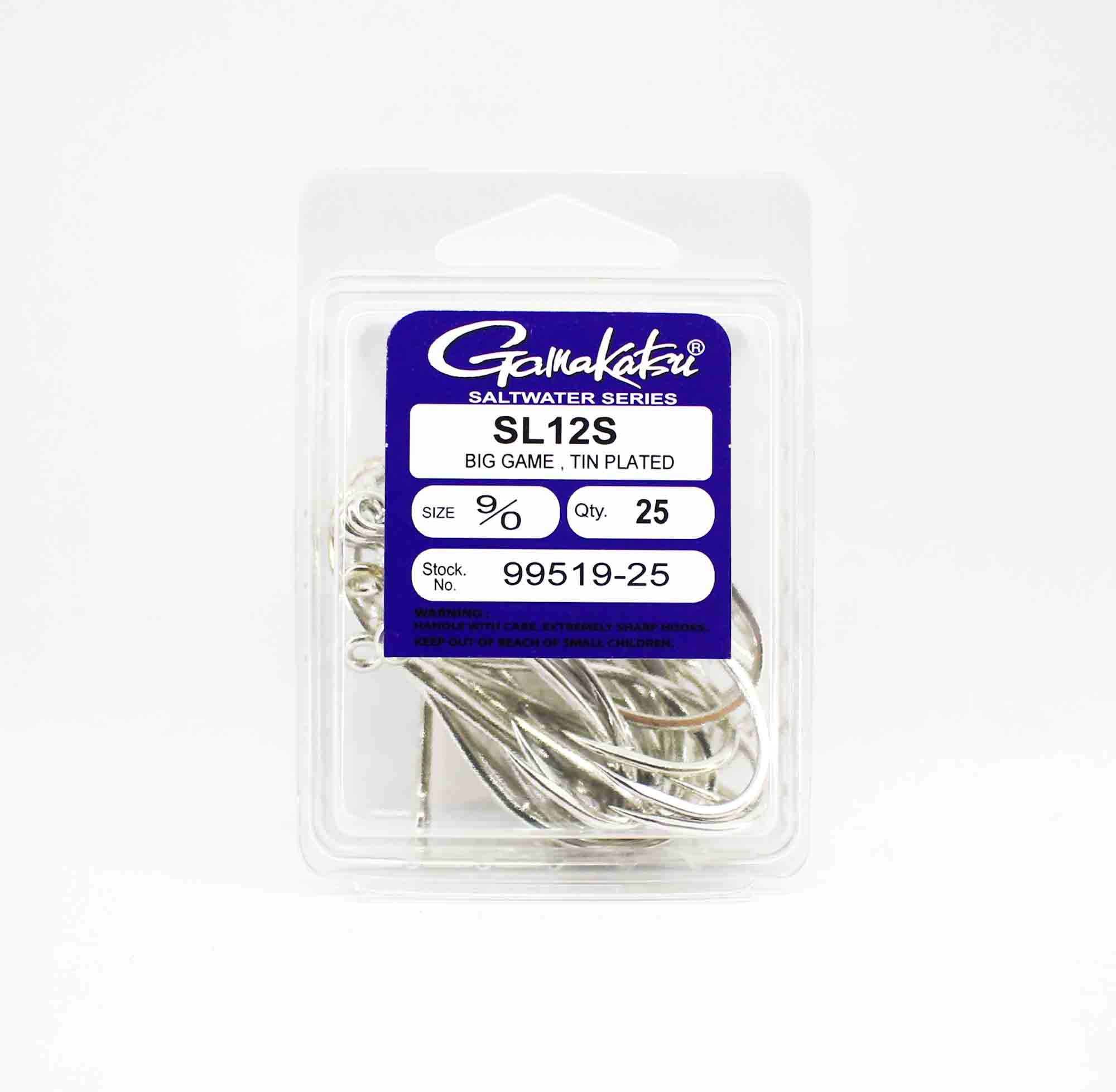 Gamakatsu SL12S Big Game Tin Plated Hook Size 9/0 , 25 Per pack (1508)