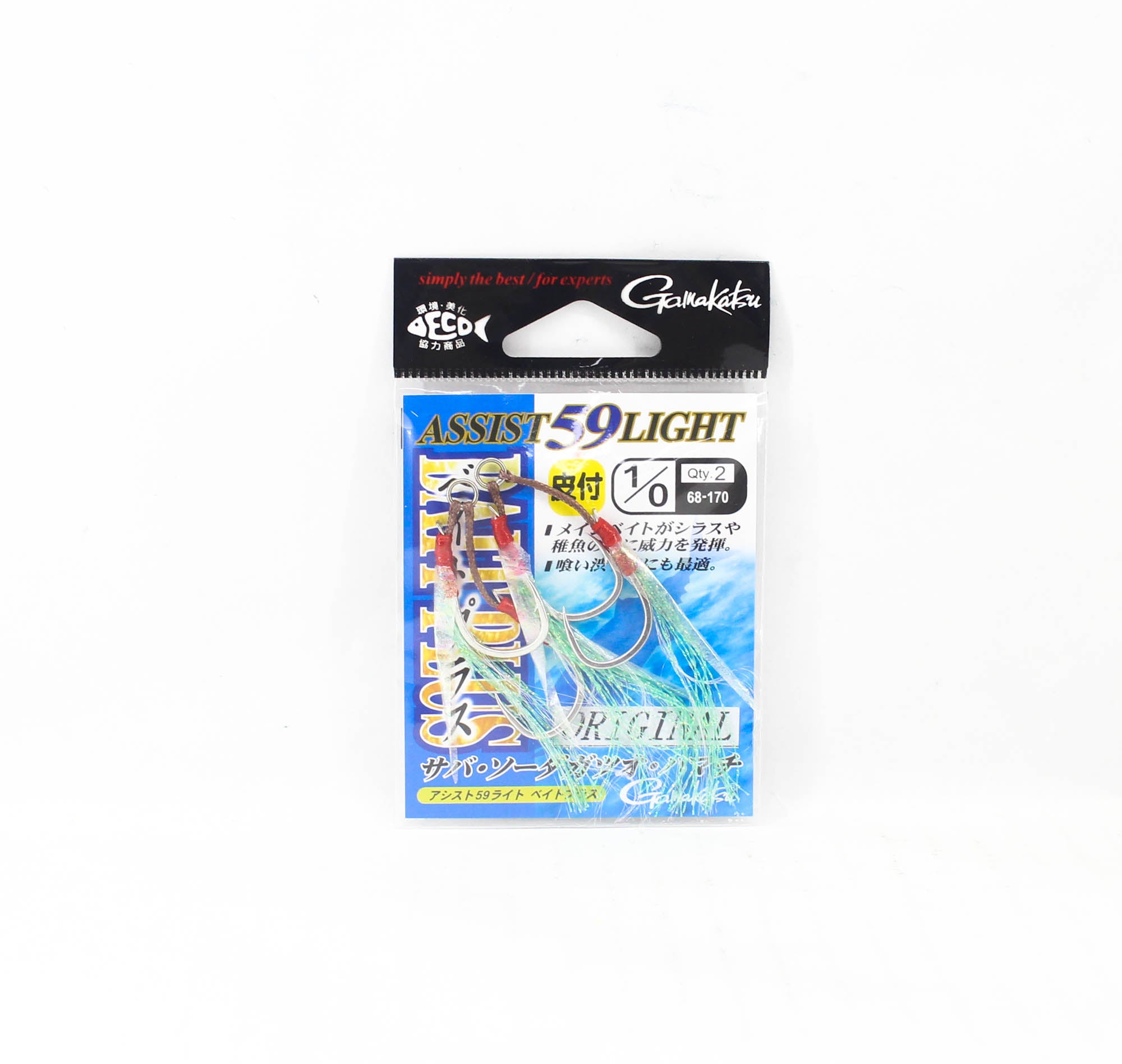 Gamakatsu 68170 Assist 59 Light Bait Plus Assist Hooks Size 1/0 (1607)