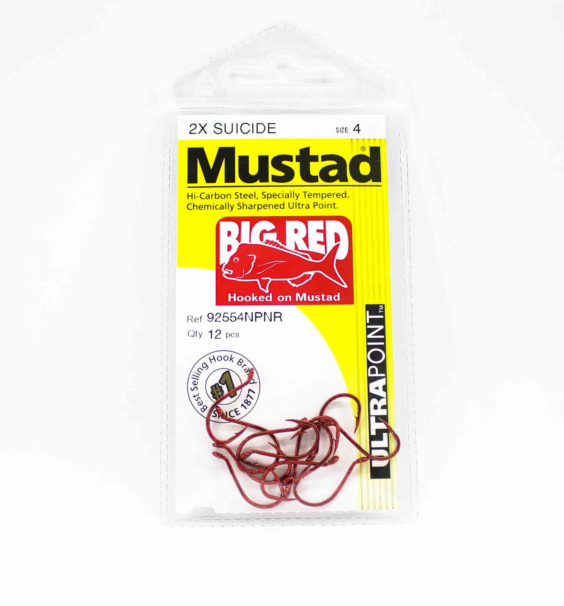 Sale Mustad 92554NP-NR-4-A12 Big Red Suicide Ultra Point Hooks 4 (9213)