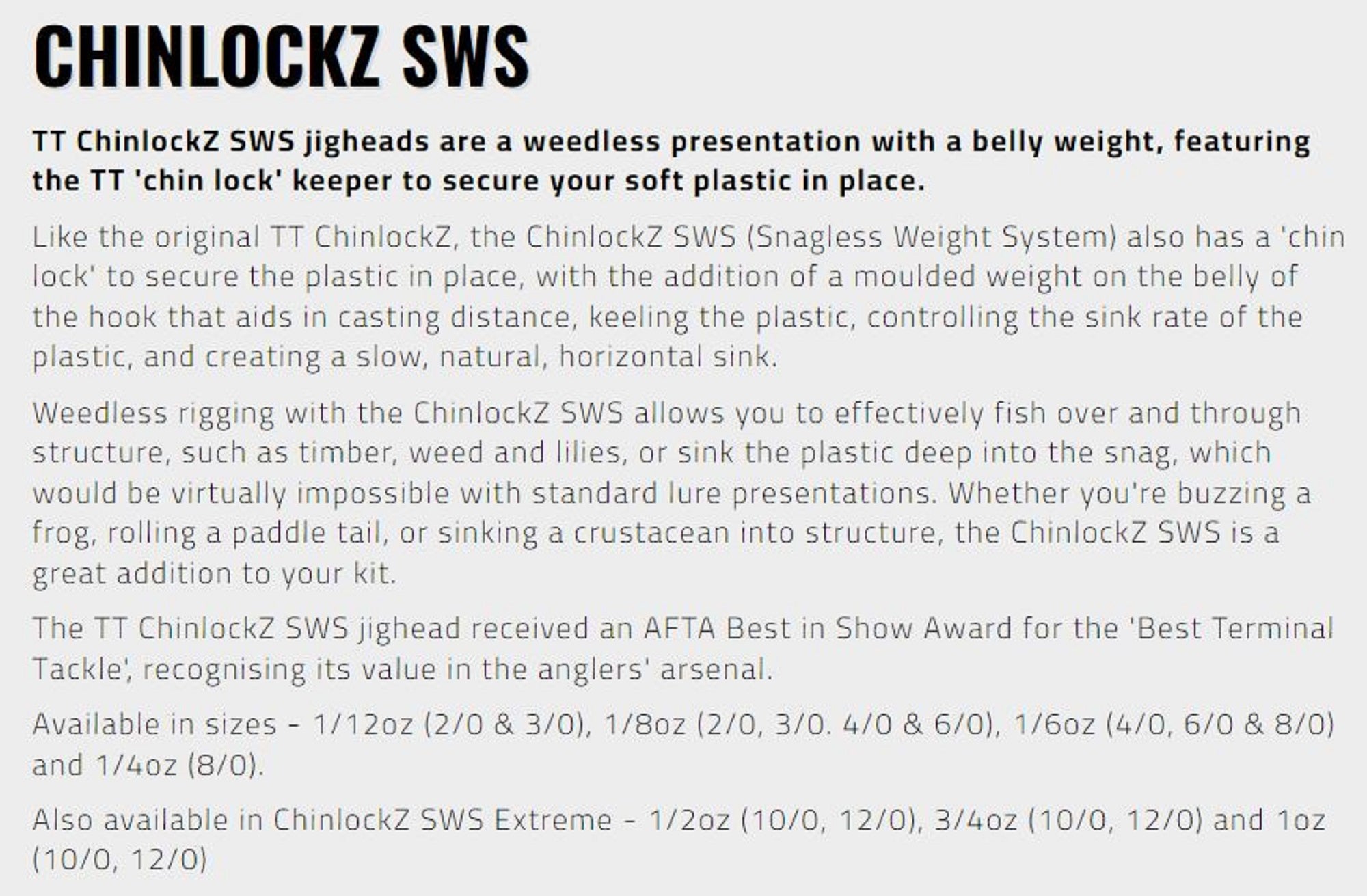 Tackle Tactics TT ChinlockZ Weighted Worm Hook 1/6 oz 6/0 H 3/pack (0886)