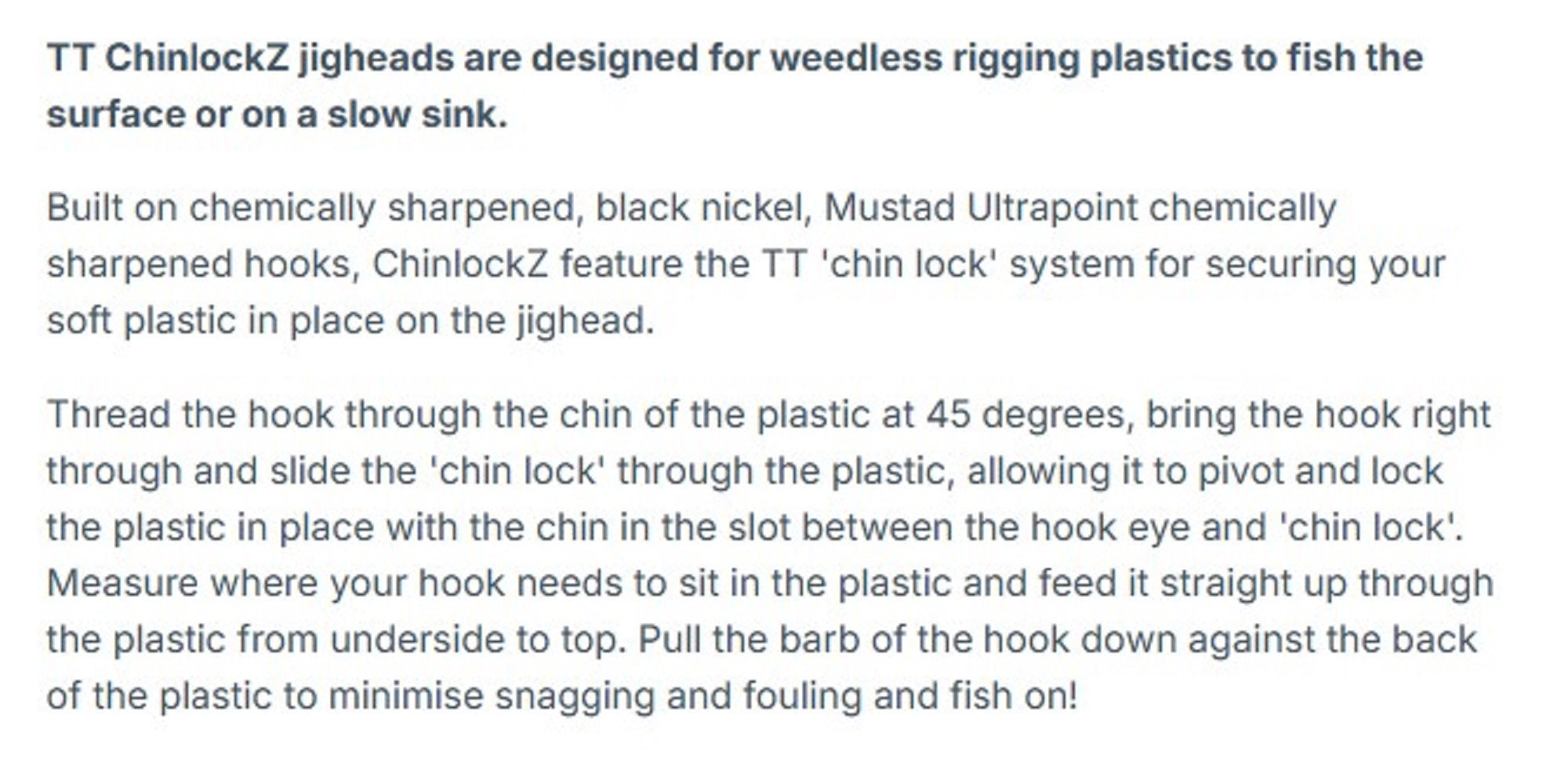 Tackle Tactics TT ChinlockZ Weighted Worm Hook 1/6 oz 5/0 3/pack (0992)