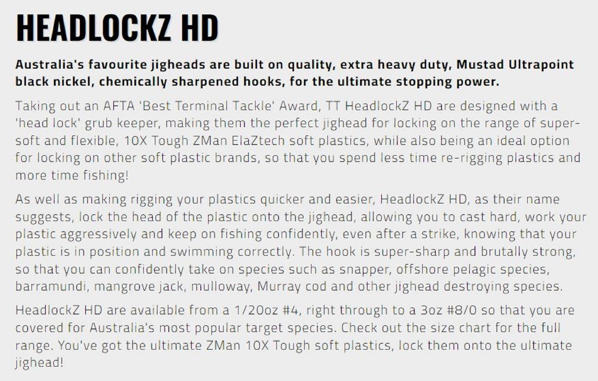 Tackle Tactics TT Headlockz HD Jig Head 1/12 oz 2/0 4/pack (2989)