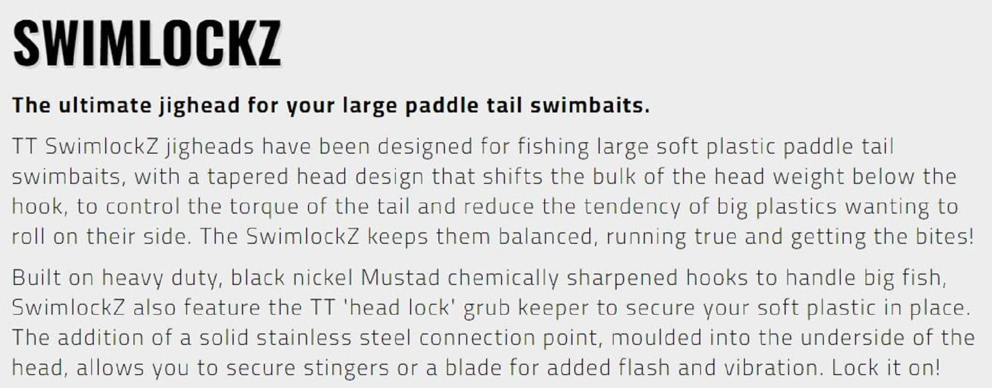 Tackle Tactics TT Swimlockz HD Jig Head 1 1/2 oz 10/0 H 2/pack (4112)