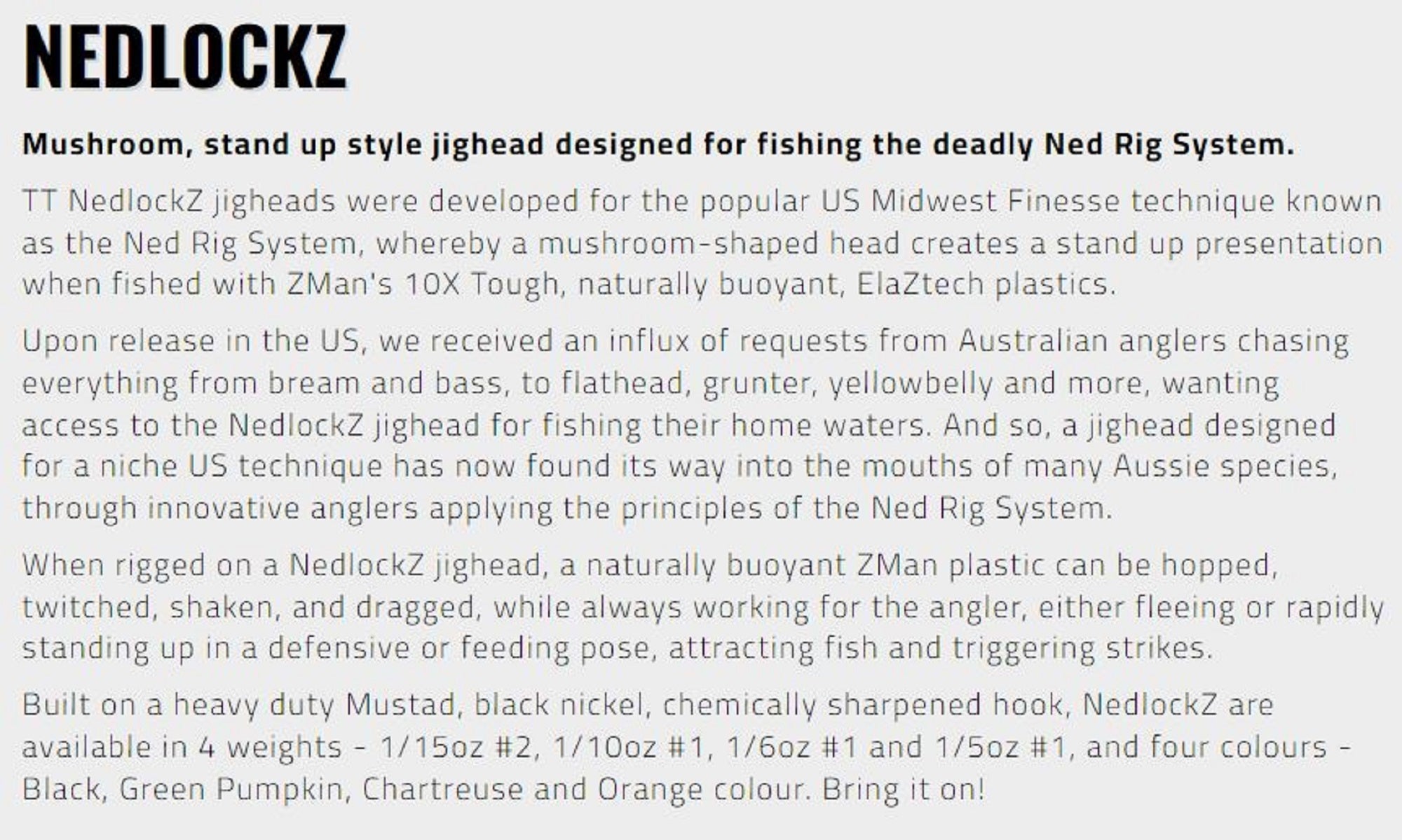 Tackle Tactics TT Nedlockz HD Jig Head Black 1/6 oz 1 5/pack (7458)