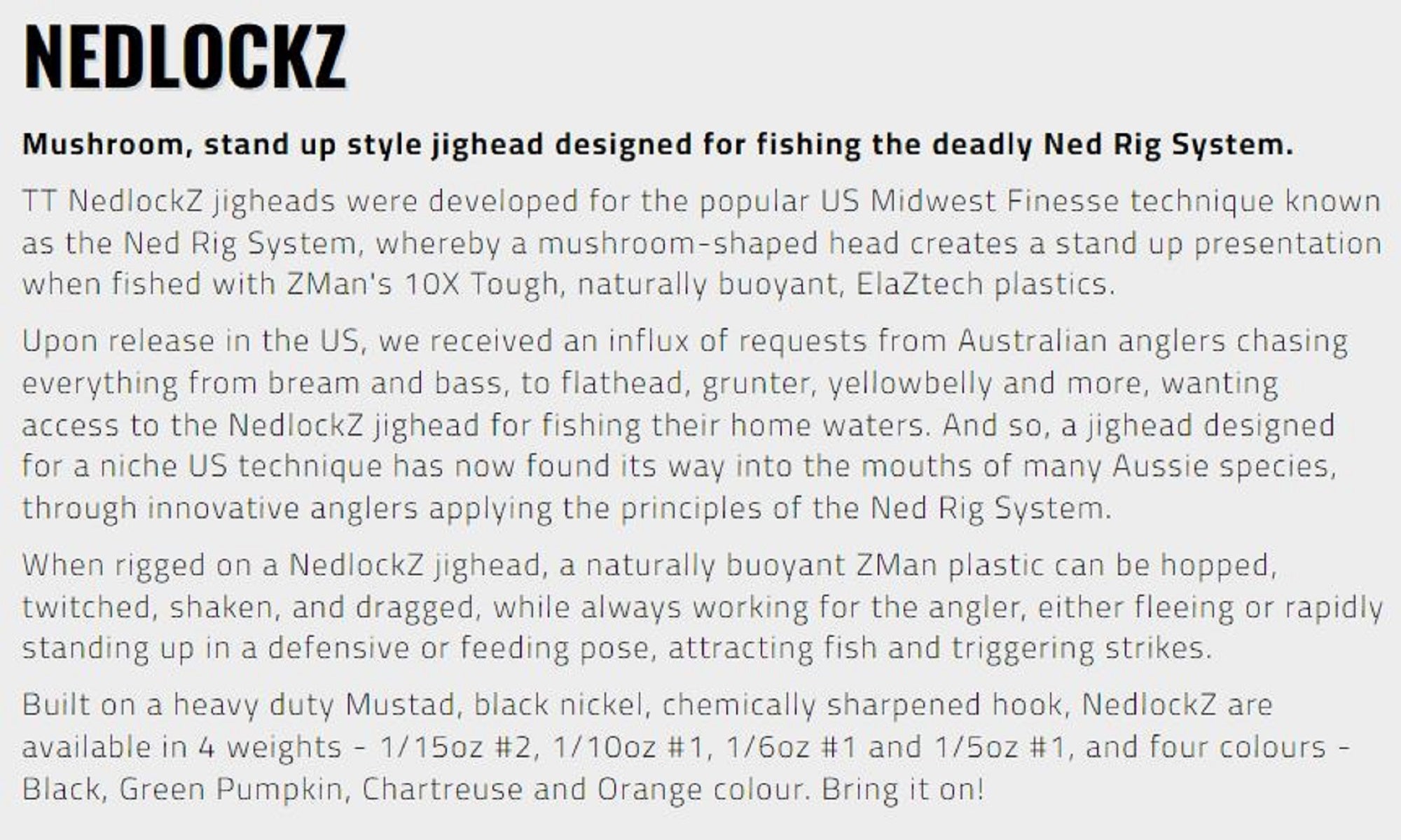 Tackle Tactics TT Nedlockz HD Jig Head Chart 3/8 oz 3/0H 5/pack (7748)