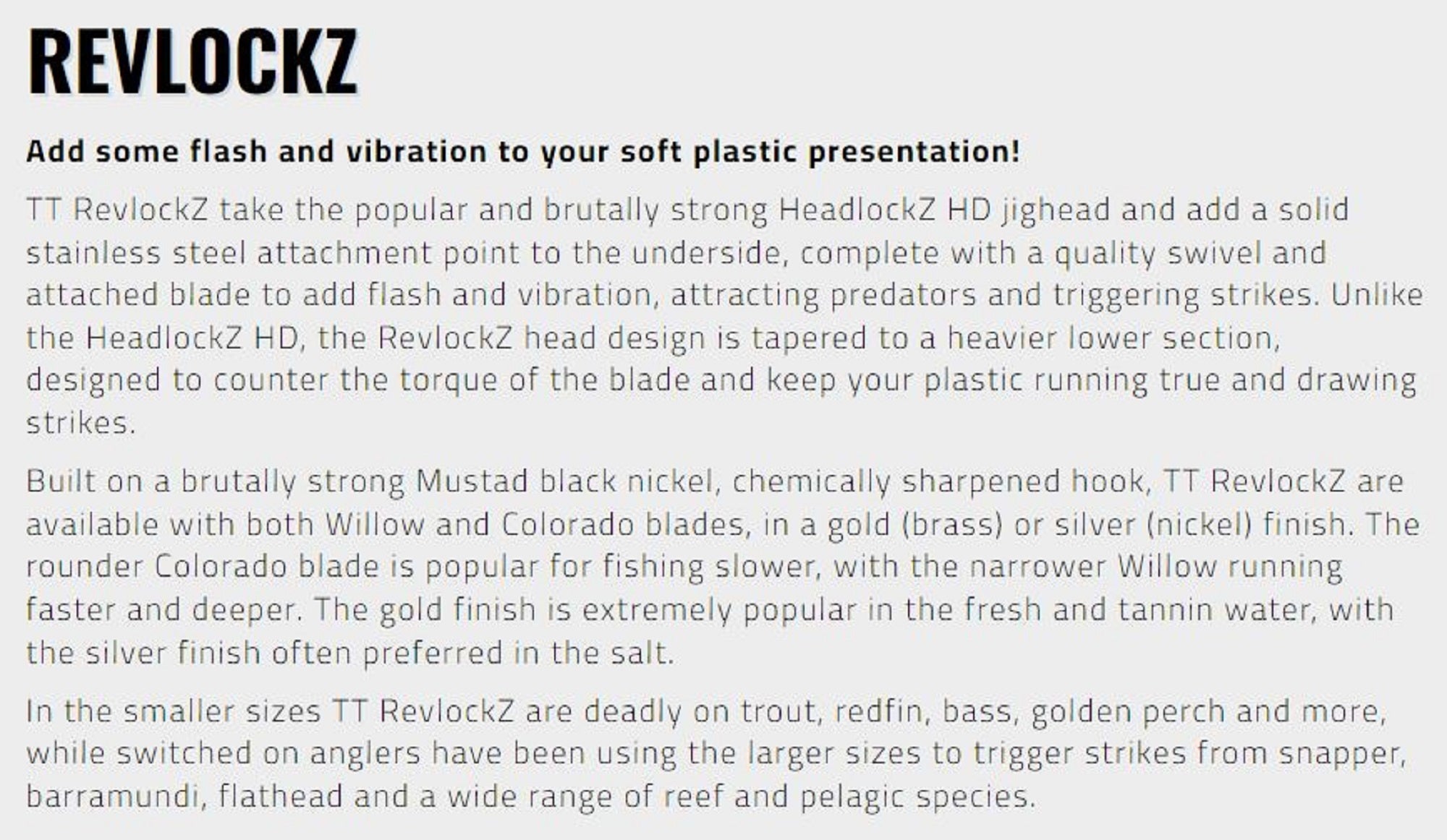 Tackle Tactics TT Revlockz HD Jig Head 1/4 oz 2/0 2/pack (9360)