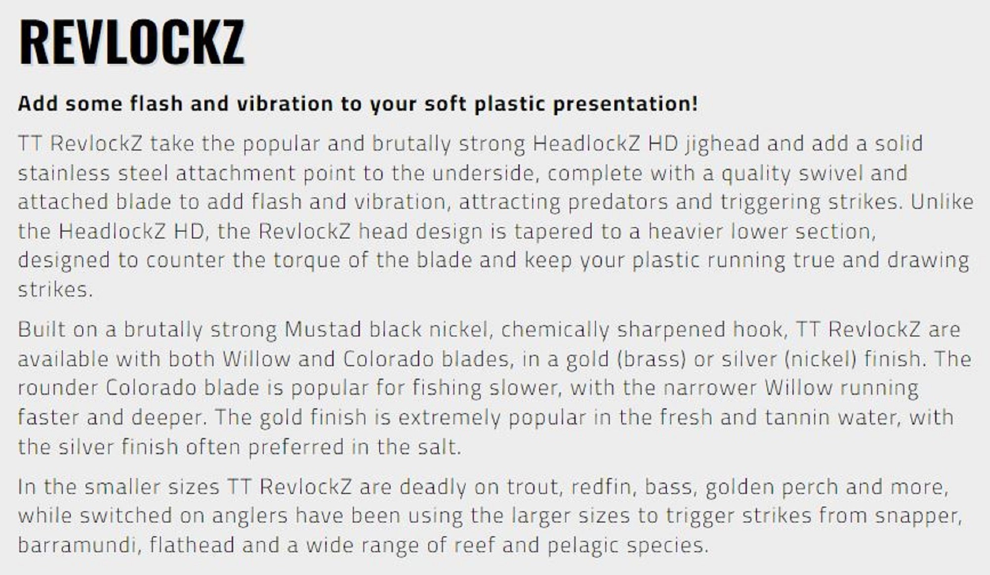 Tackle Tactics Revlockz HD NC Jig Head 1/2 oz 5/0 2/pack (9612)