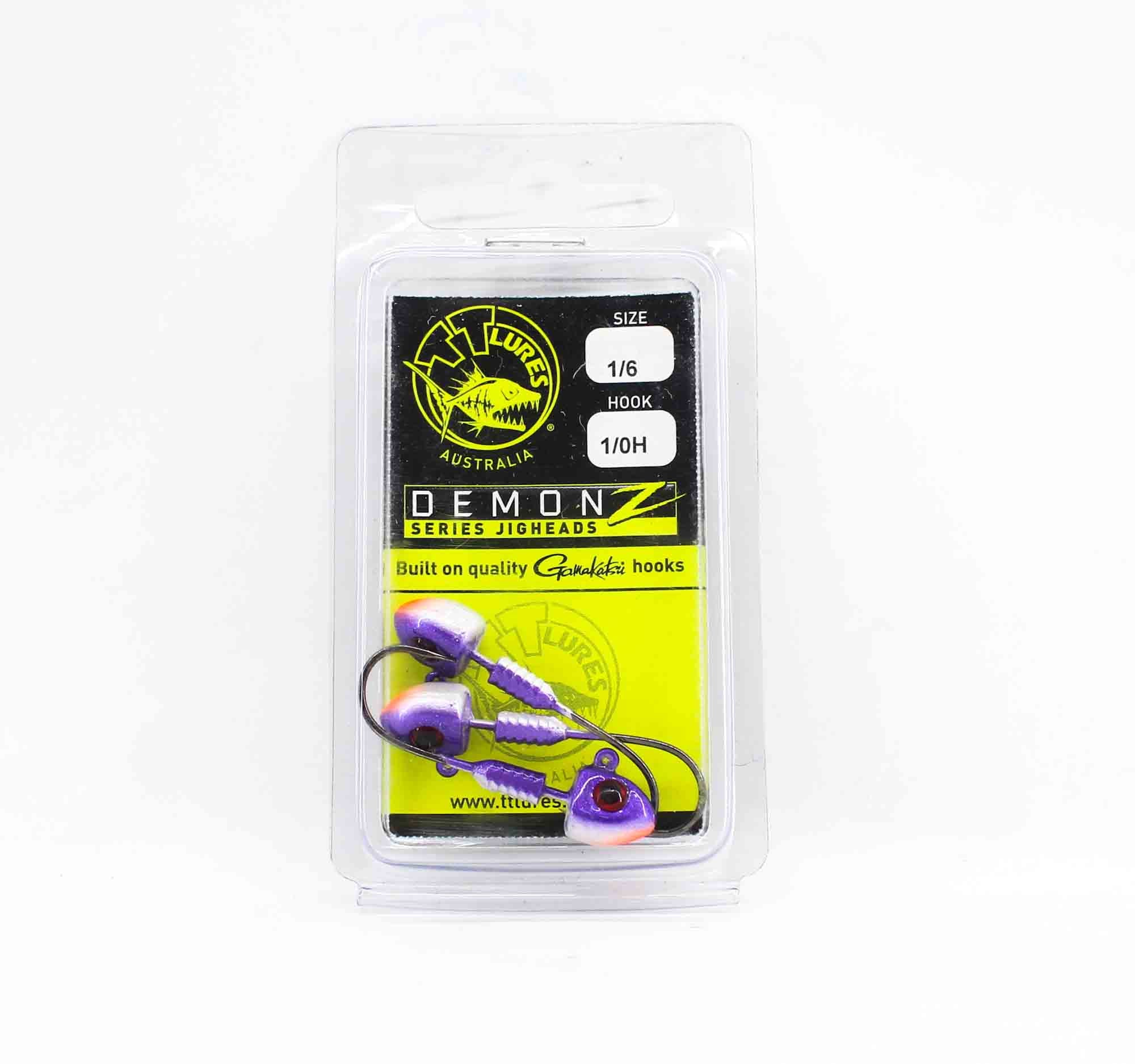 Tackle Tactics TT Demonz Jig Head 1/6 oz 1/0H 3/pack Purple Minnow (6924)