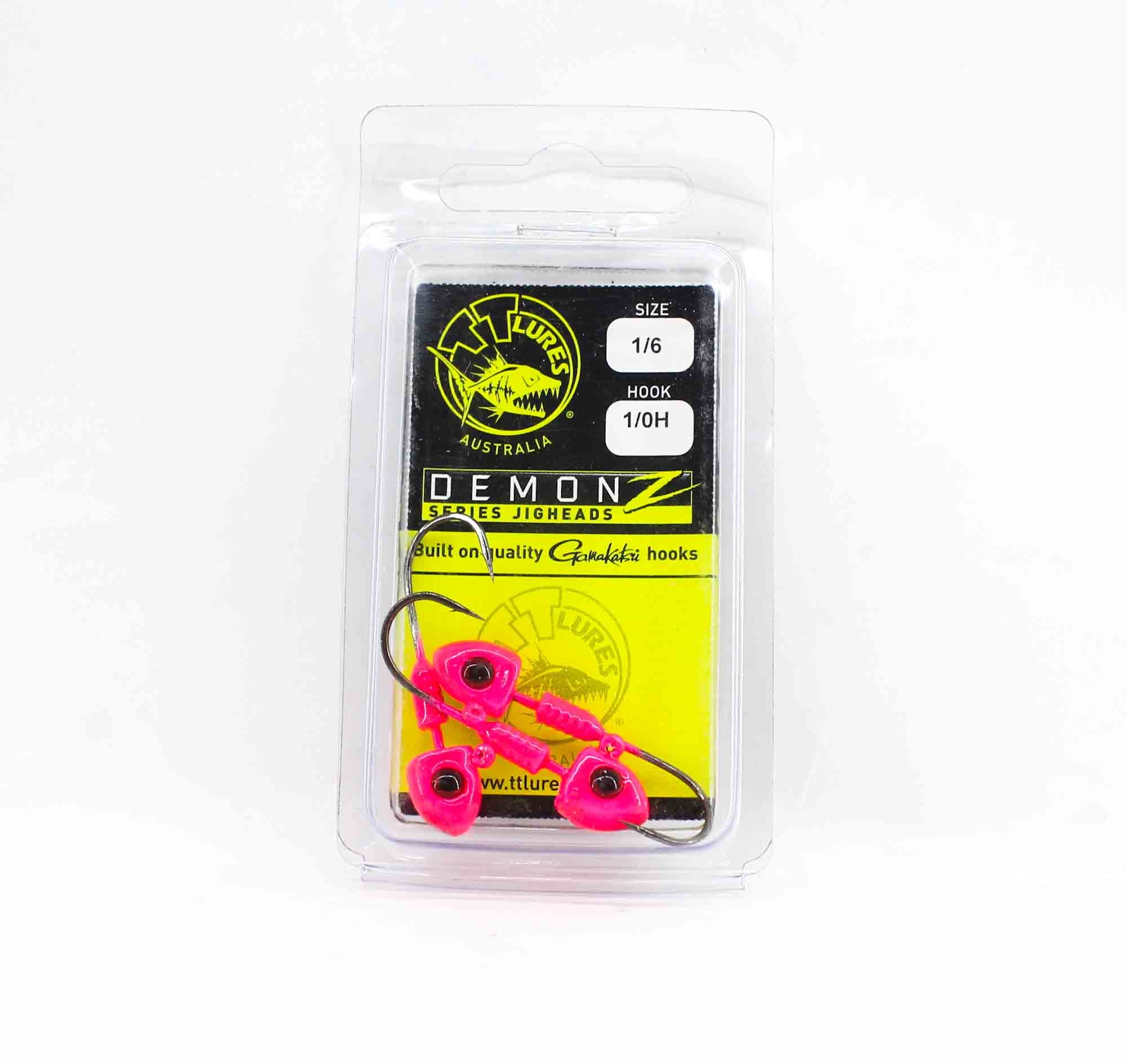Tackle Tactics TT Demonz Jig Head 1/6 oz 1/0H 3/pack Pink (6962)