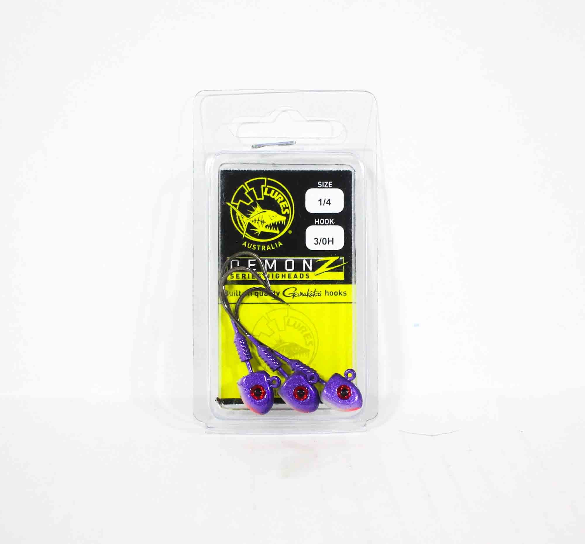 Tackle Tactics TT Demonz Jig Head 1/4oz 3/0H 3/pack Purple Minnow (7426)