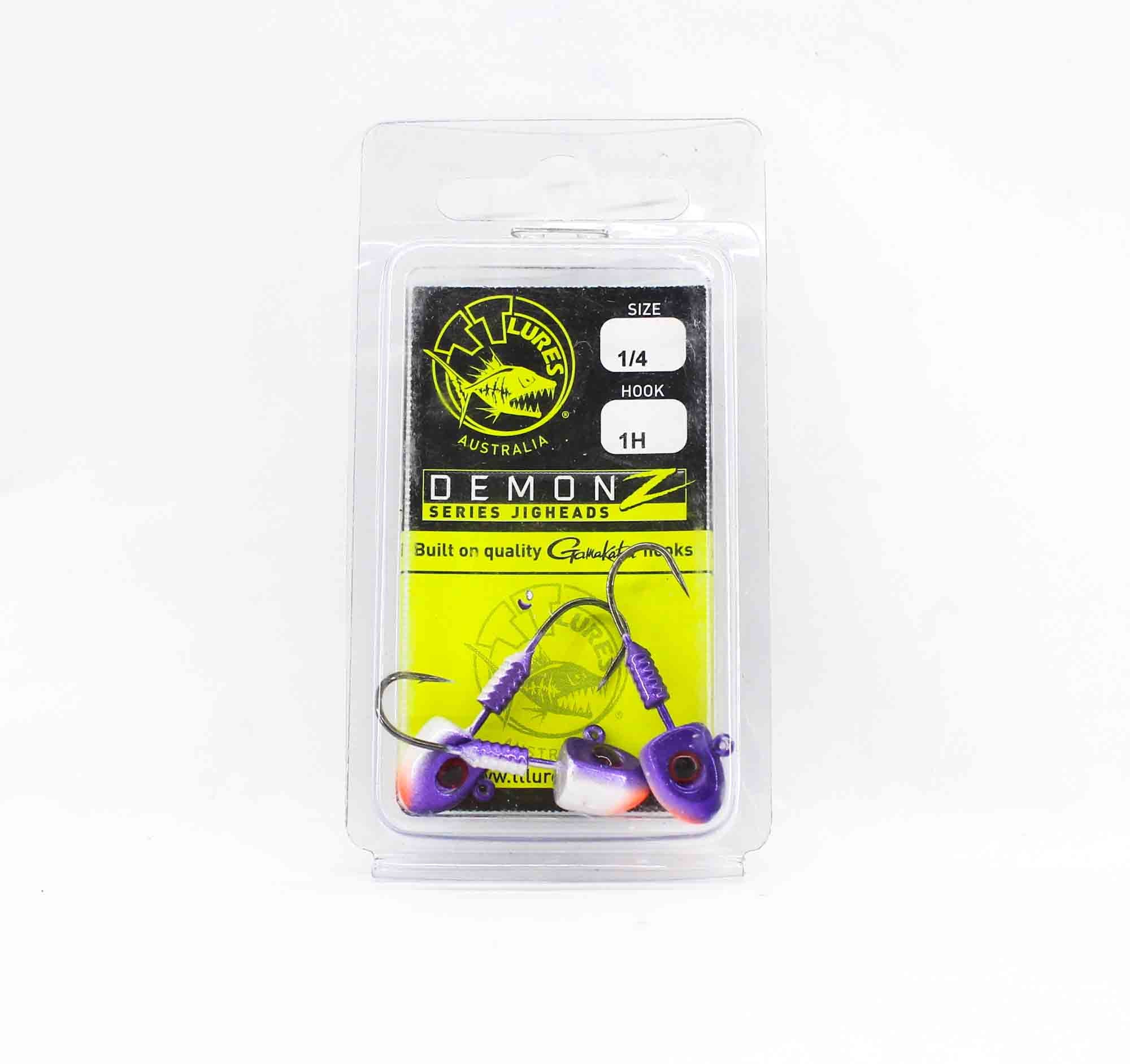 Tackle Tactics TT Demonz Jig Head 1/4 oz 1H 3/pack Purple Minnow (7723)