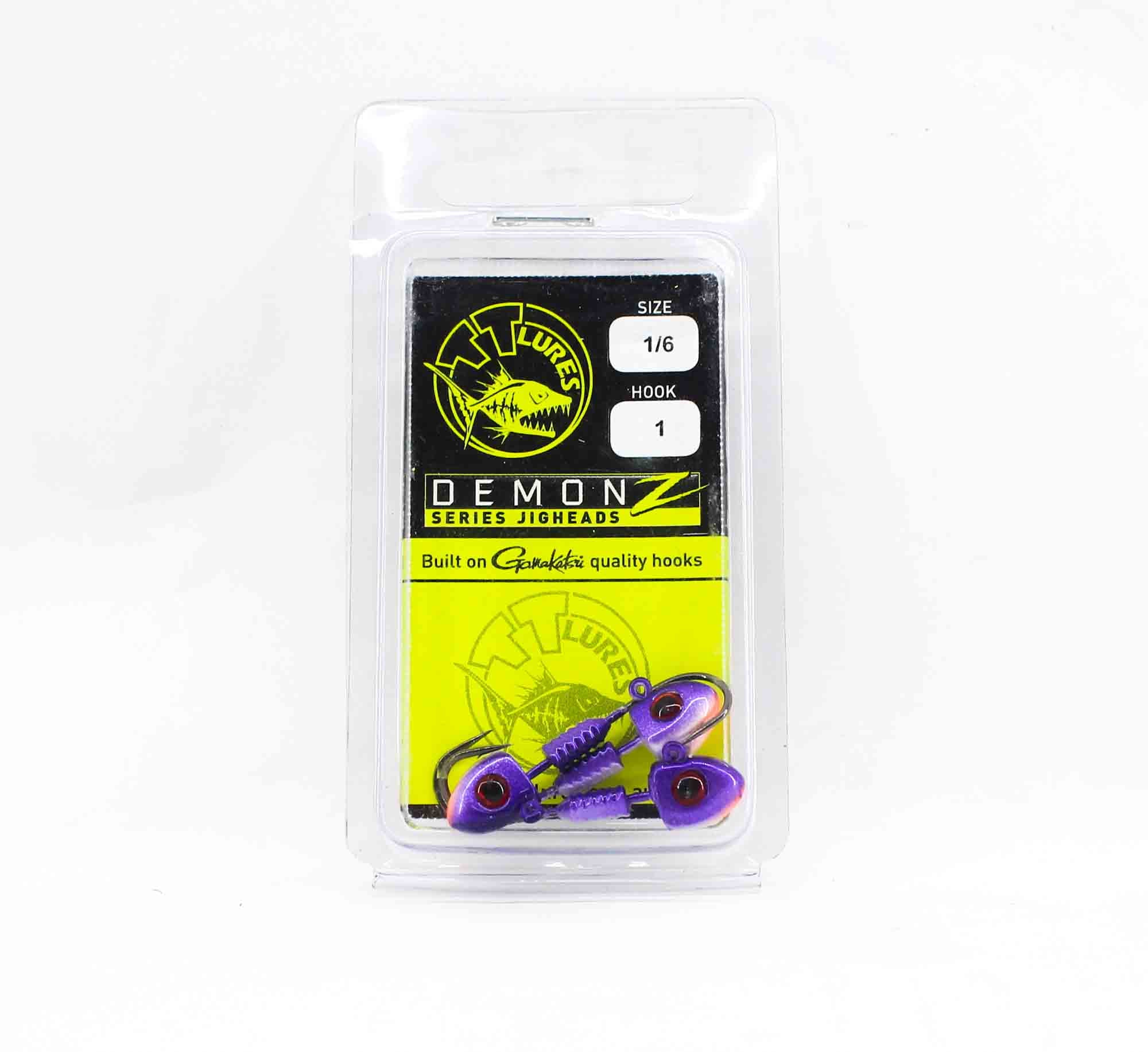Tackle Tactics TT Demonz Jig Head 1/6 oz 1H 3/pack Purple Minnow (7822)