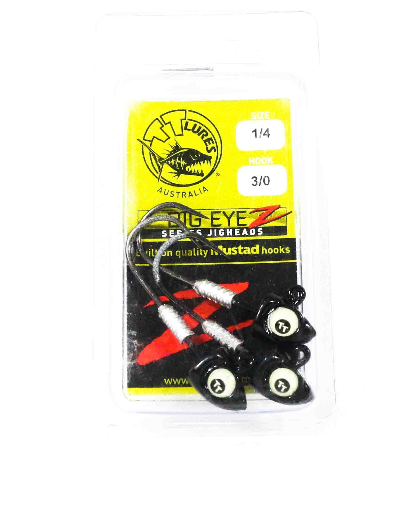 Tackle Tactics TT Big EyeZ Jig Head 1/4 oz 3/0 Black Glow EyeZ (5000)